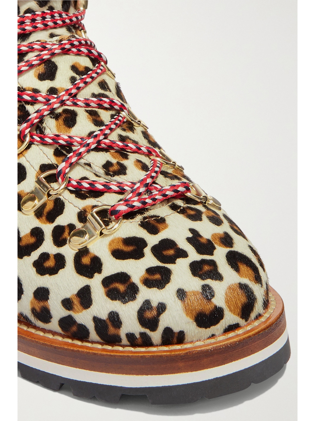 MONCLER BLANCHE SHEARLING-LINED CALF HAIR ANKLE BOOTS