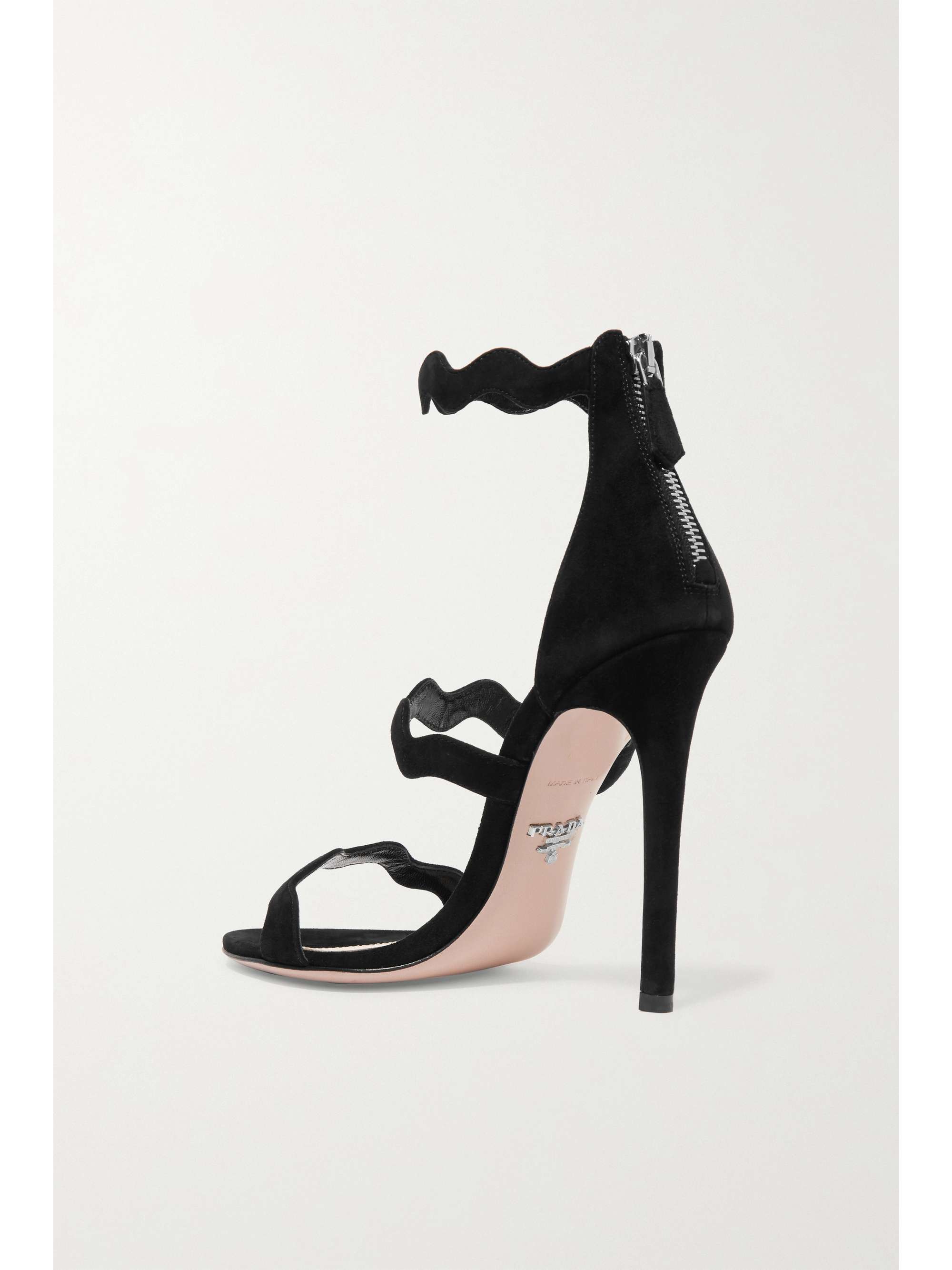 prada scalloped suede platform sandal