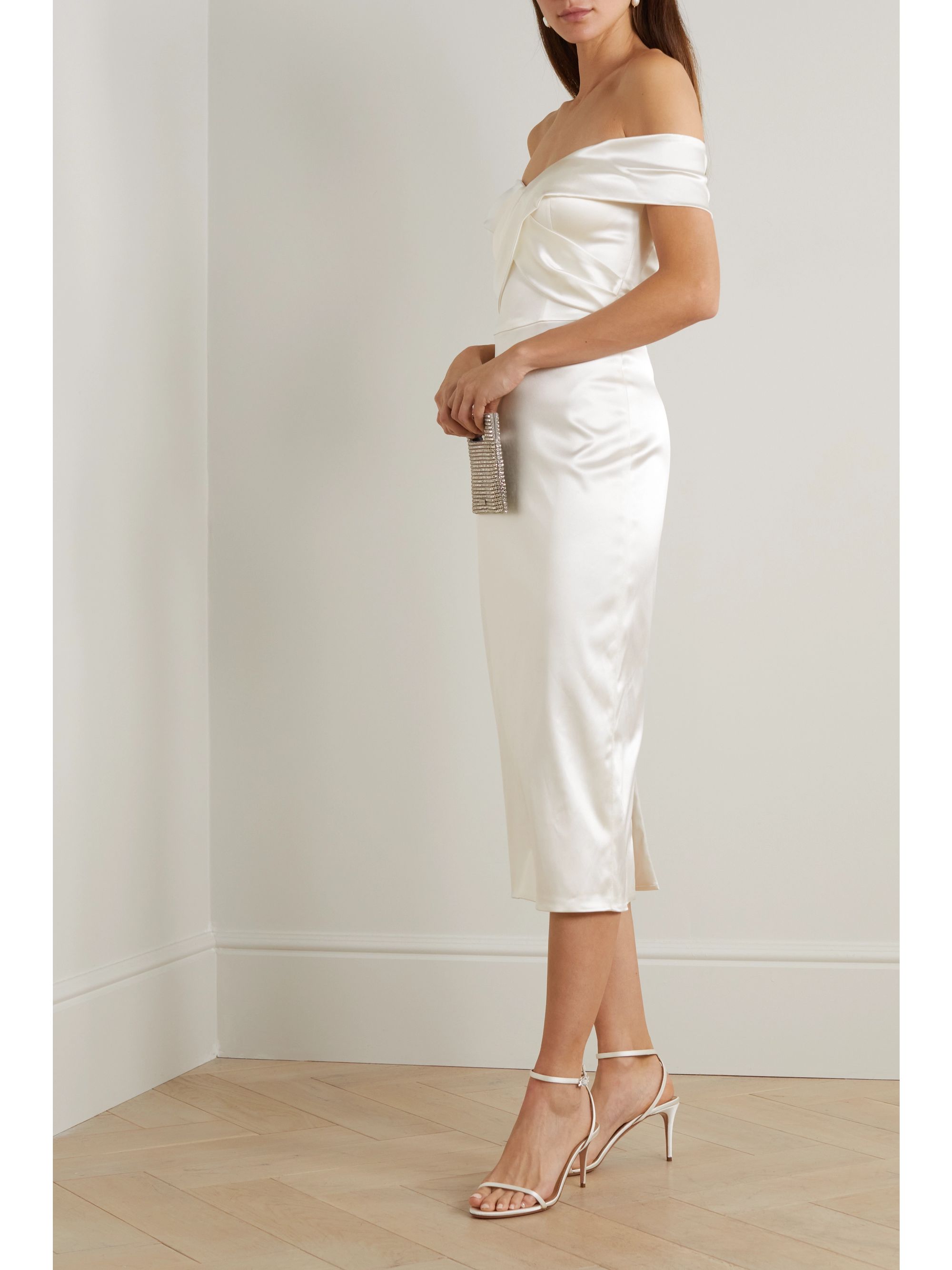 off the shoulder ivory dress