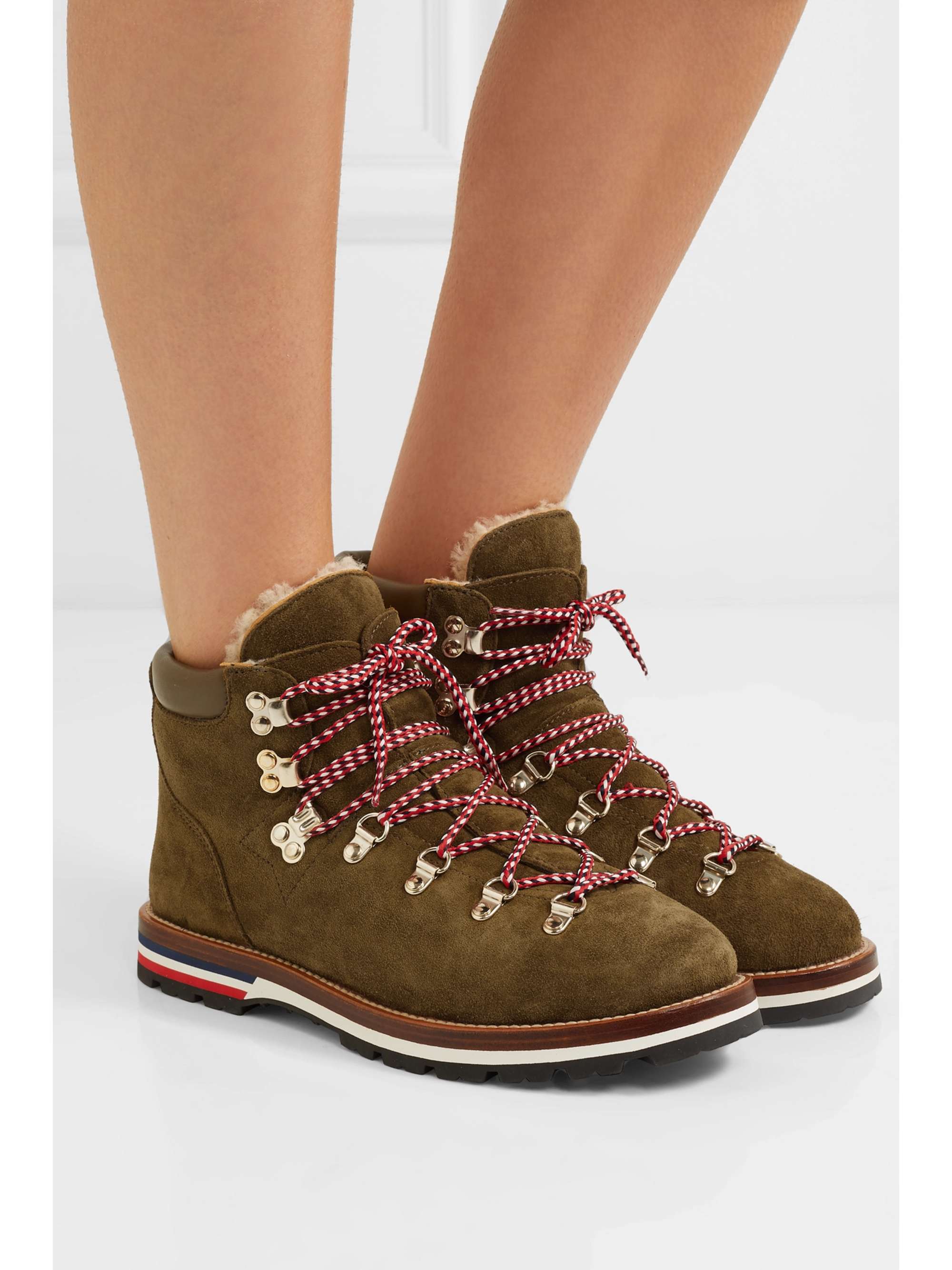 MONCLER Blanche shearling-lined suede ankle boots