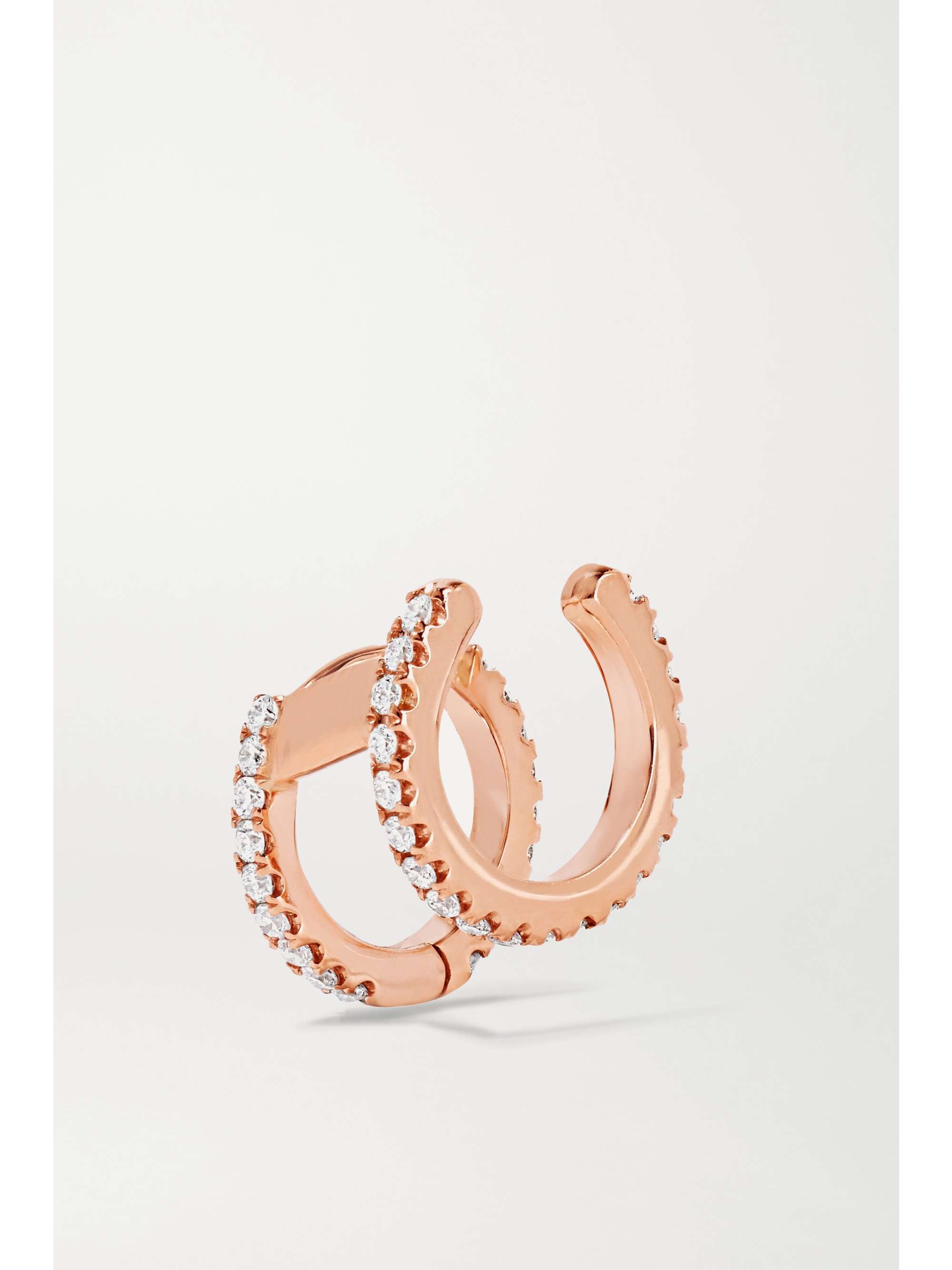 MARIA TASH 6.5mm 18-karat rose gold diamond hoop earring