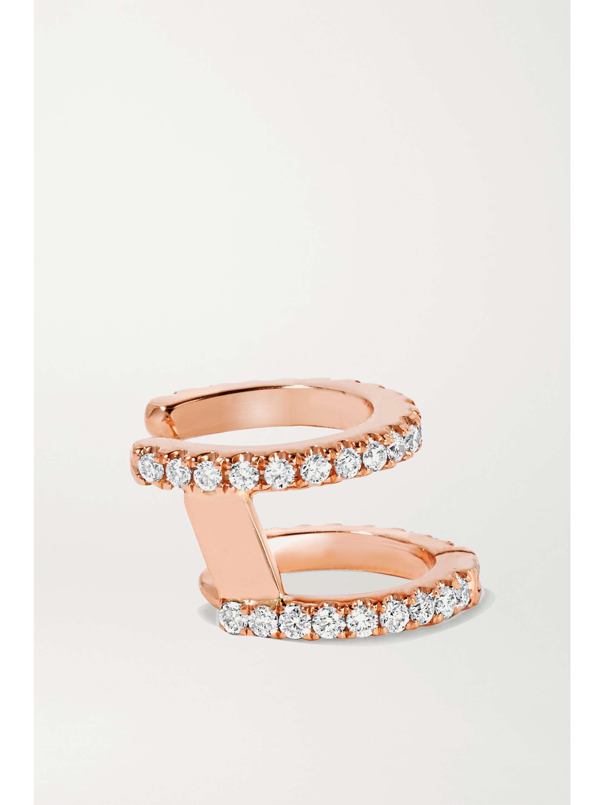 MARIA TASH 6.5mm 18-karat rose gold diamond hoop earring