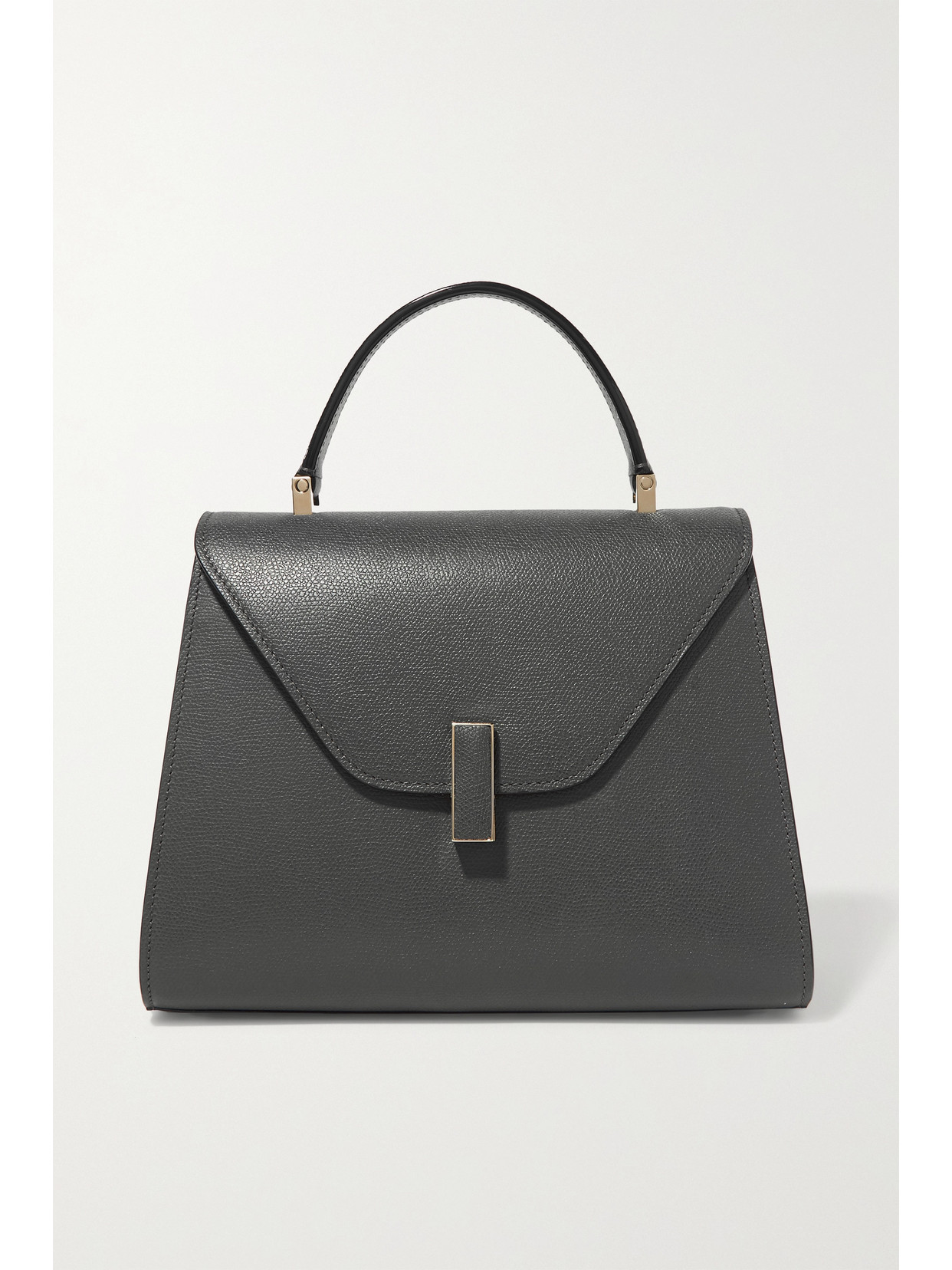 Valextra Iside Medium Textured-leather Shoulder Bag In Gray