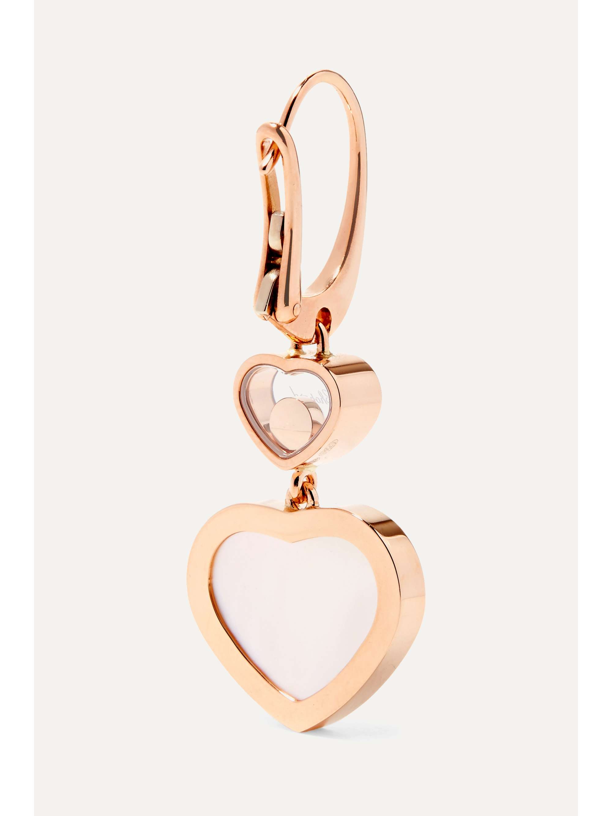 CHOPARD Happy Hearts 18-karat rose gold, diamond and onyx earrings