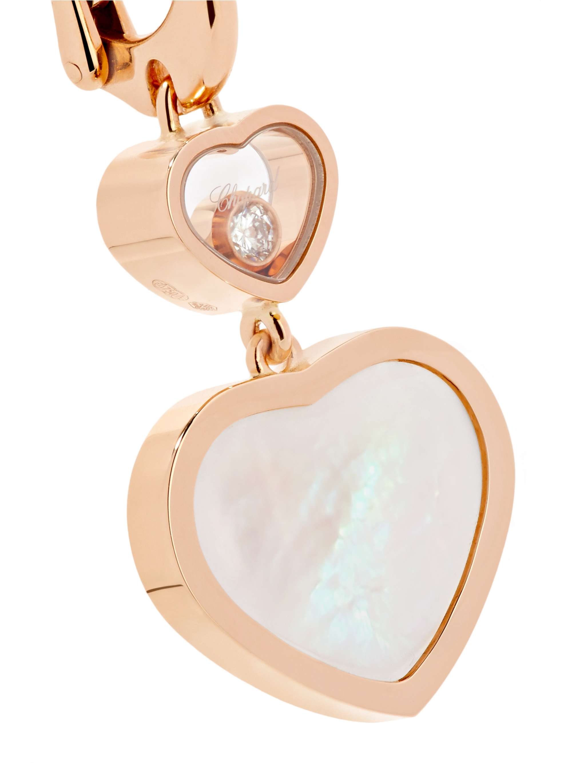 CHOPARD Happy Hearts 18-karat rose gold, diamond and onyx earrings