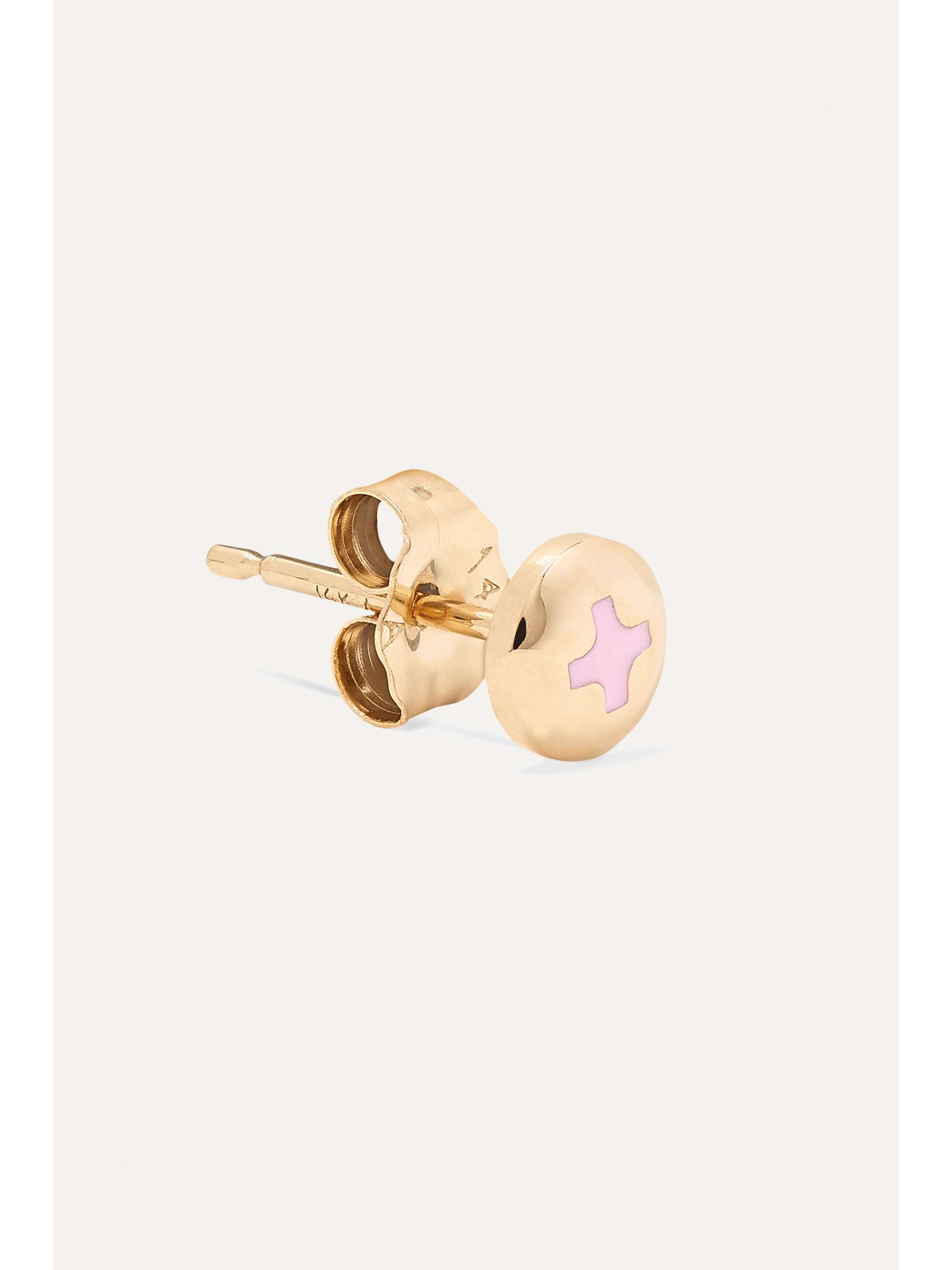 ALISON LOU Tiny Screw 14-karat gold and enamel earring