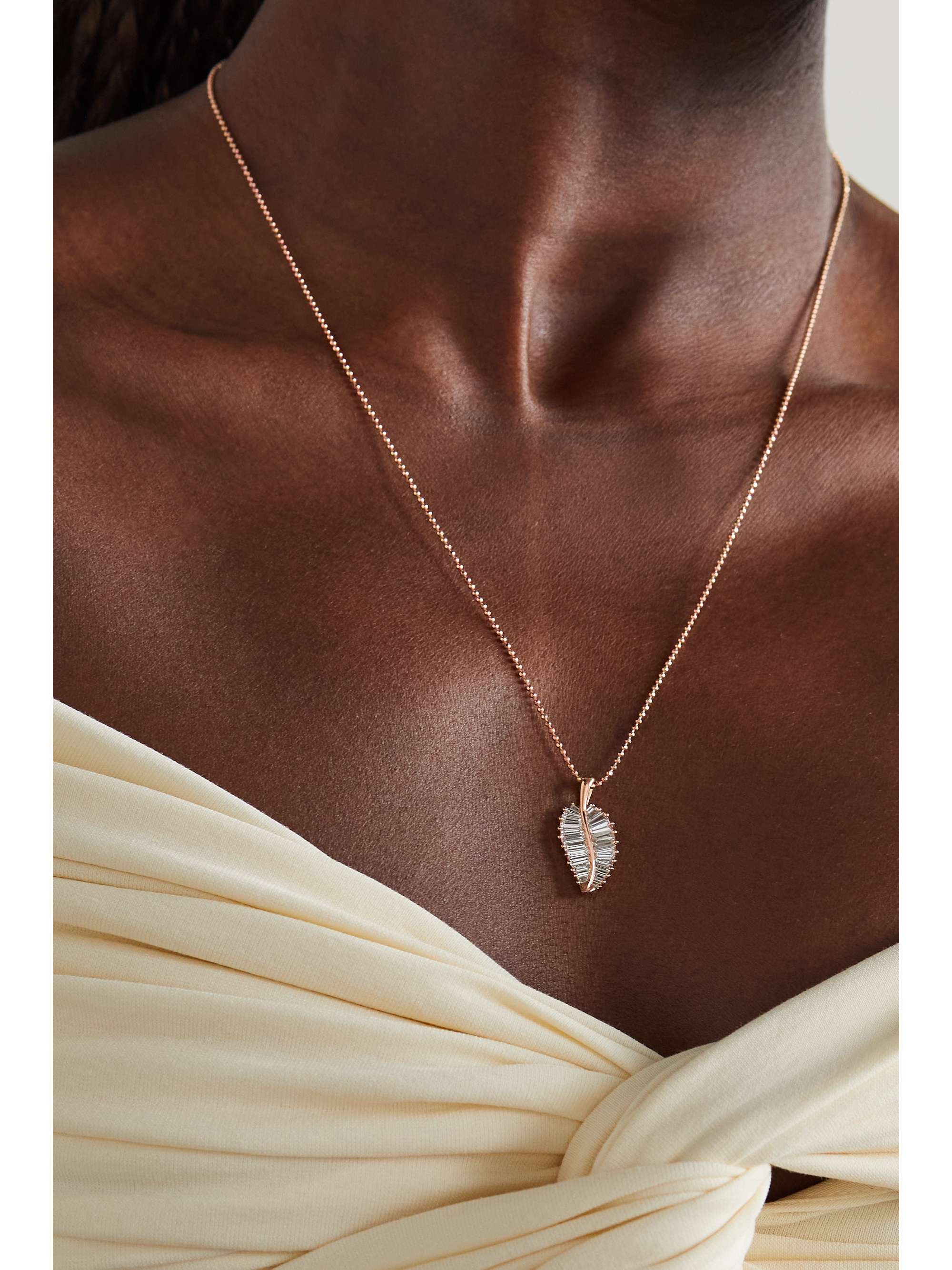 ANITA KO Palm Leaf 18-karat rose gold diamond necklace