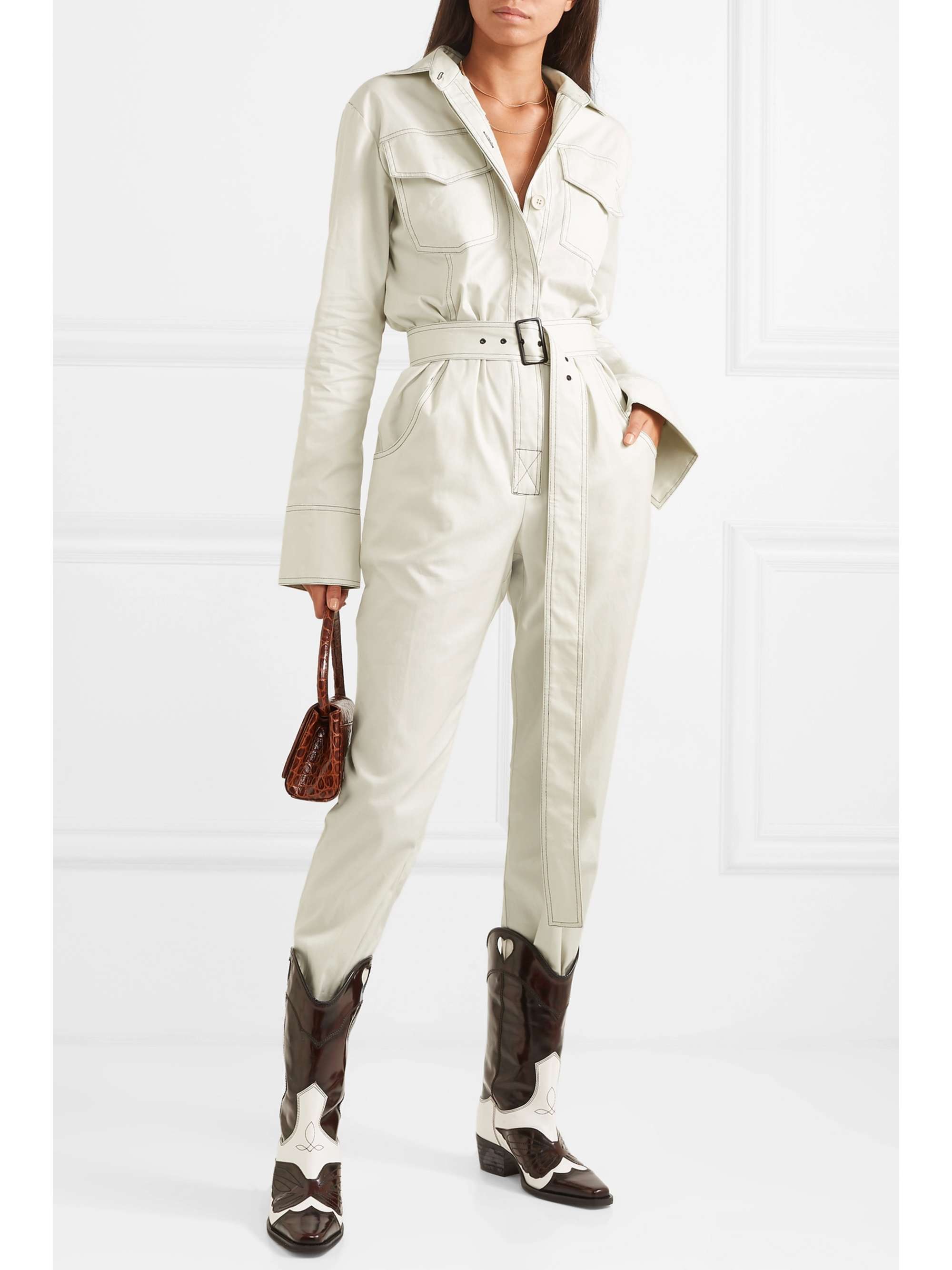 ORSEUND IRIS Workwear belted cotton-gabardine jumpsuit