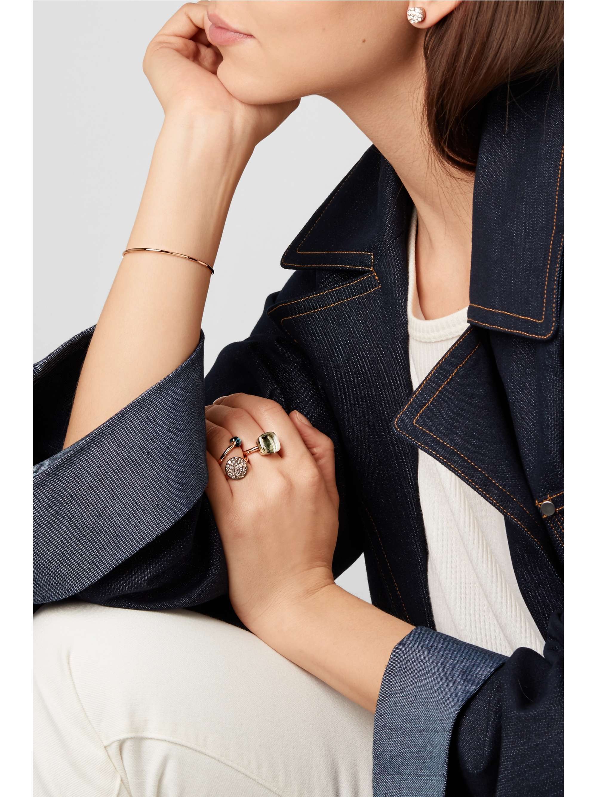 Nudo Maxi 18 karat rose gold prasiolite ring