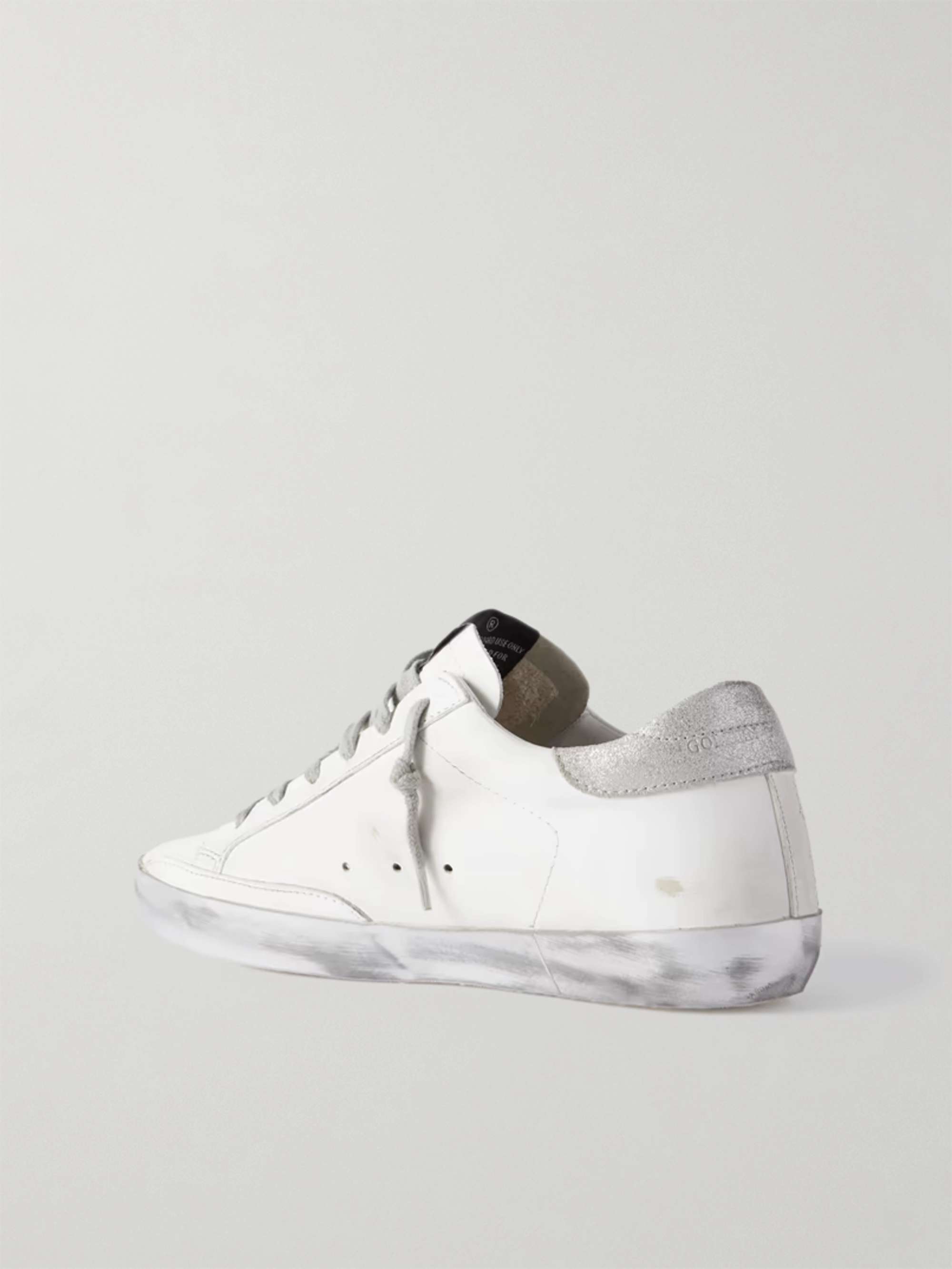 GOLDEN GOOSE Superstar faux pearl-embellished distressed leather sneakers