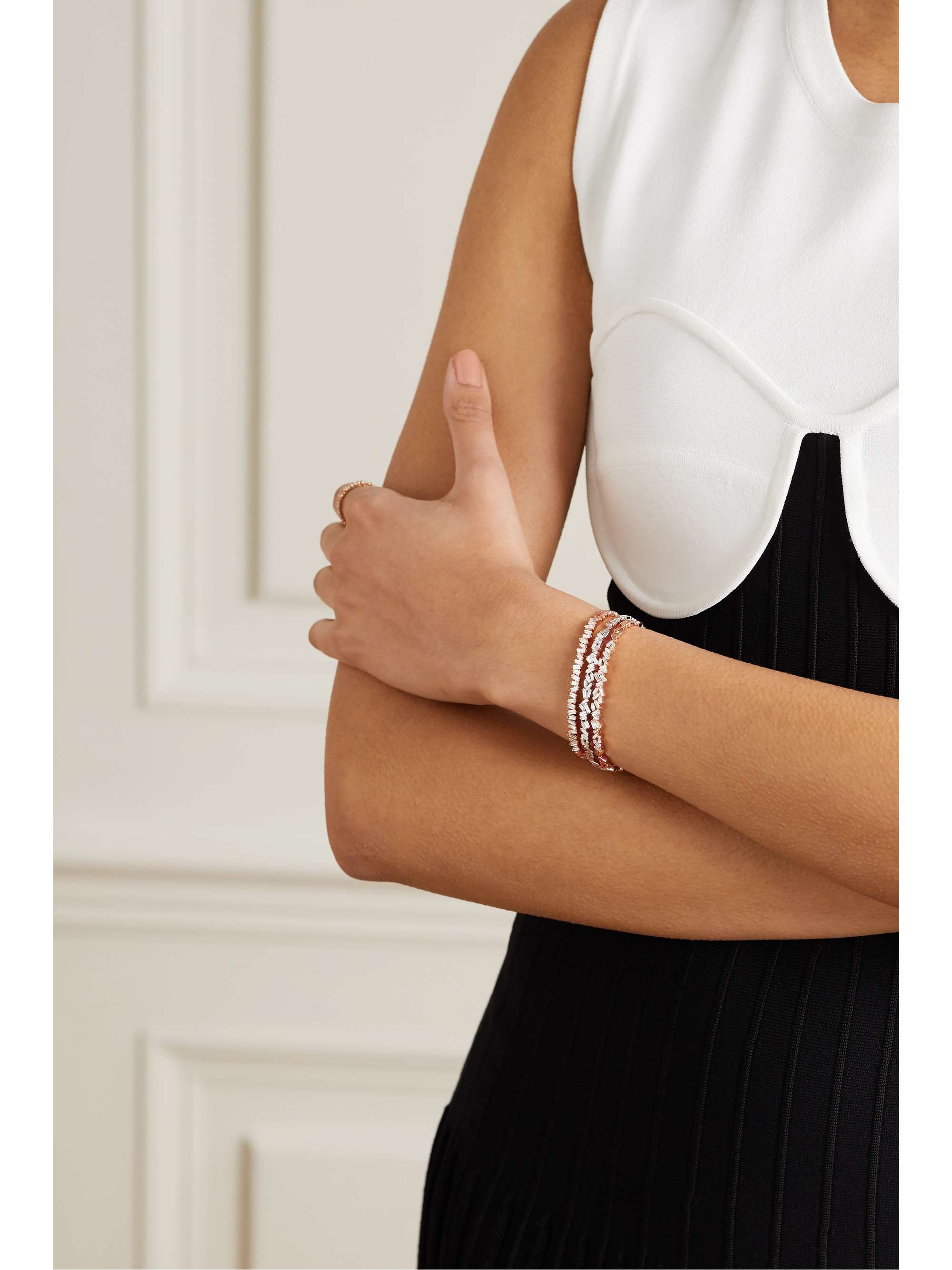 SUZANNE KALAN 18-karat rose gold diamond cuff