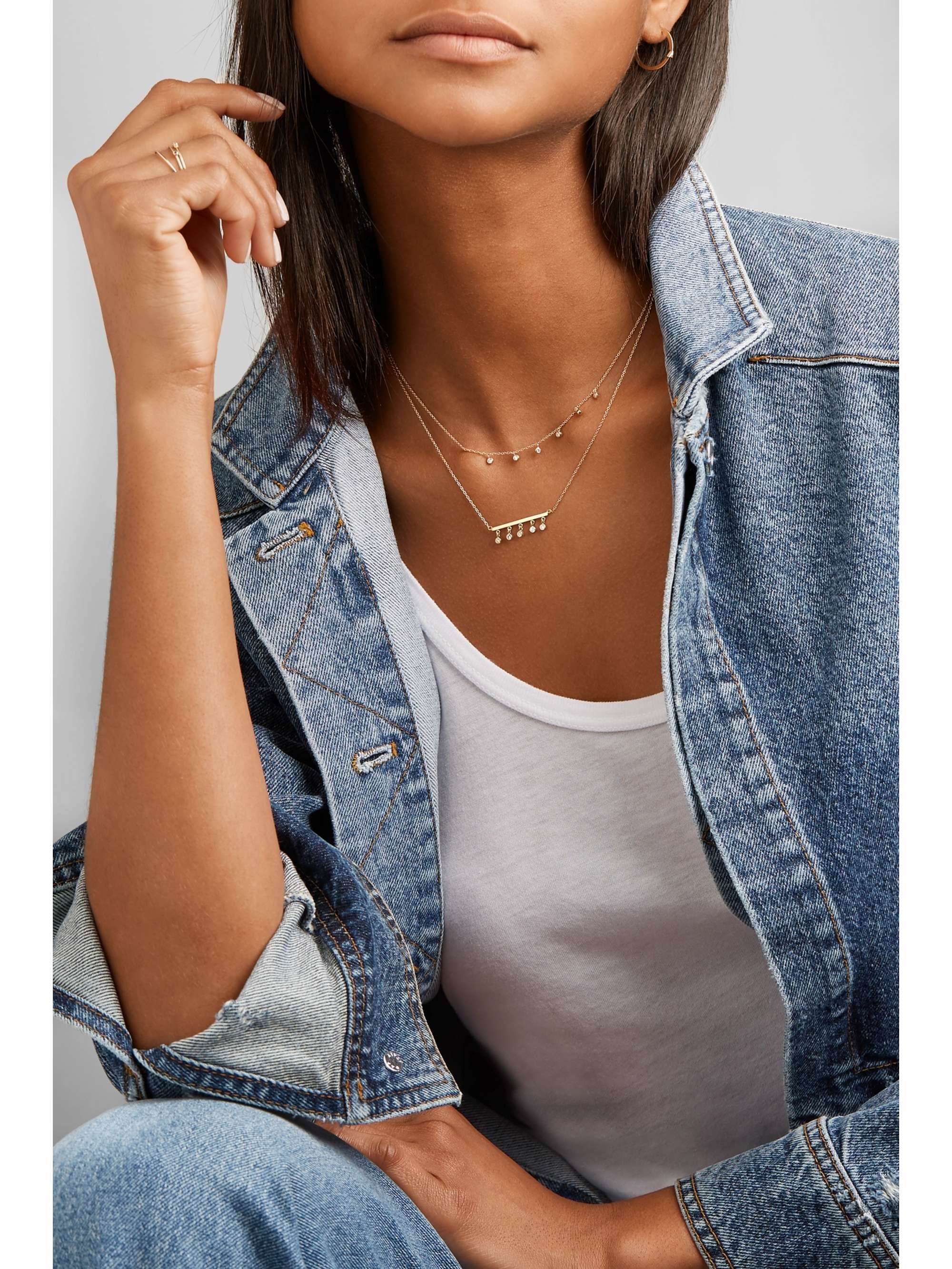 JENNIFER MEYER Stick 18-karat gold diamond necklace