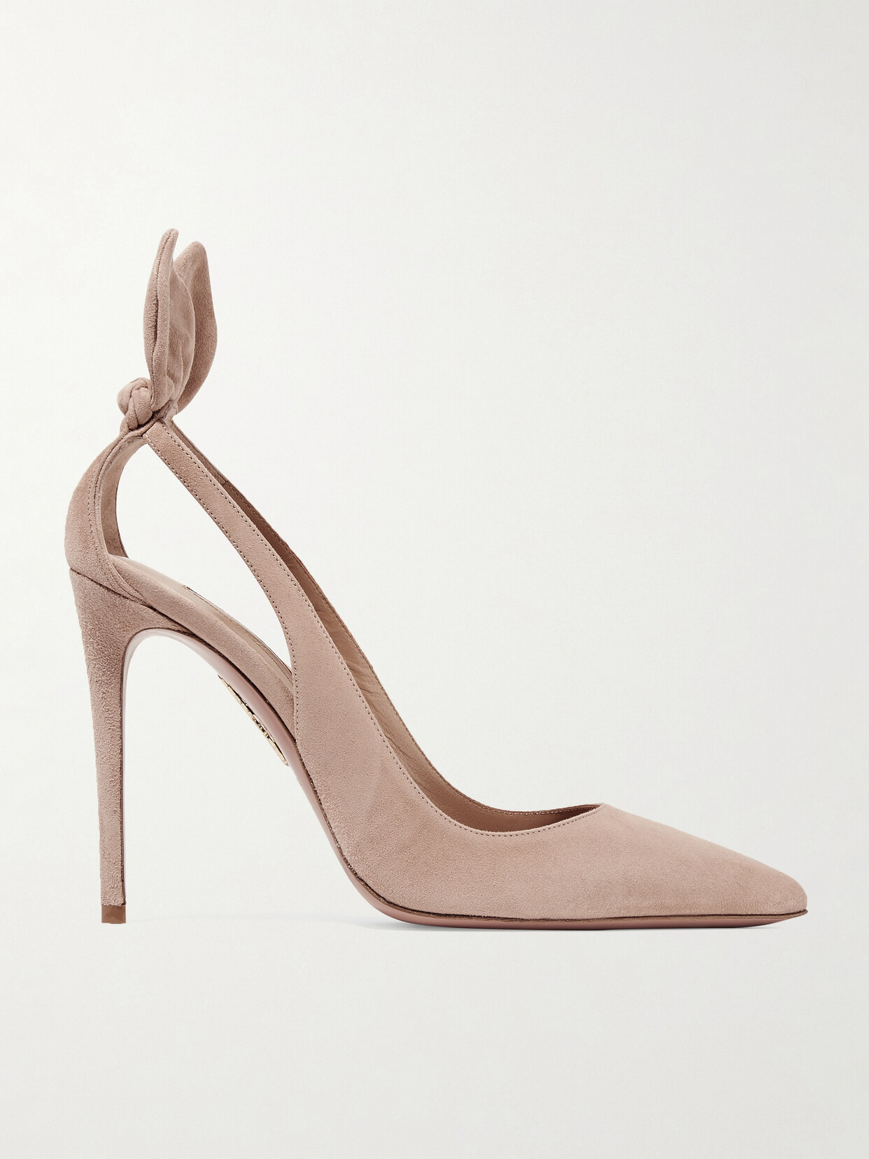 Aquazzura Bow Tie 105 Suede Pumps In Blush