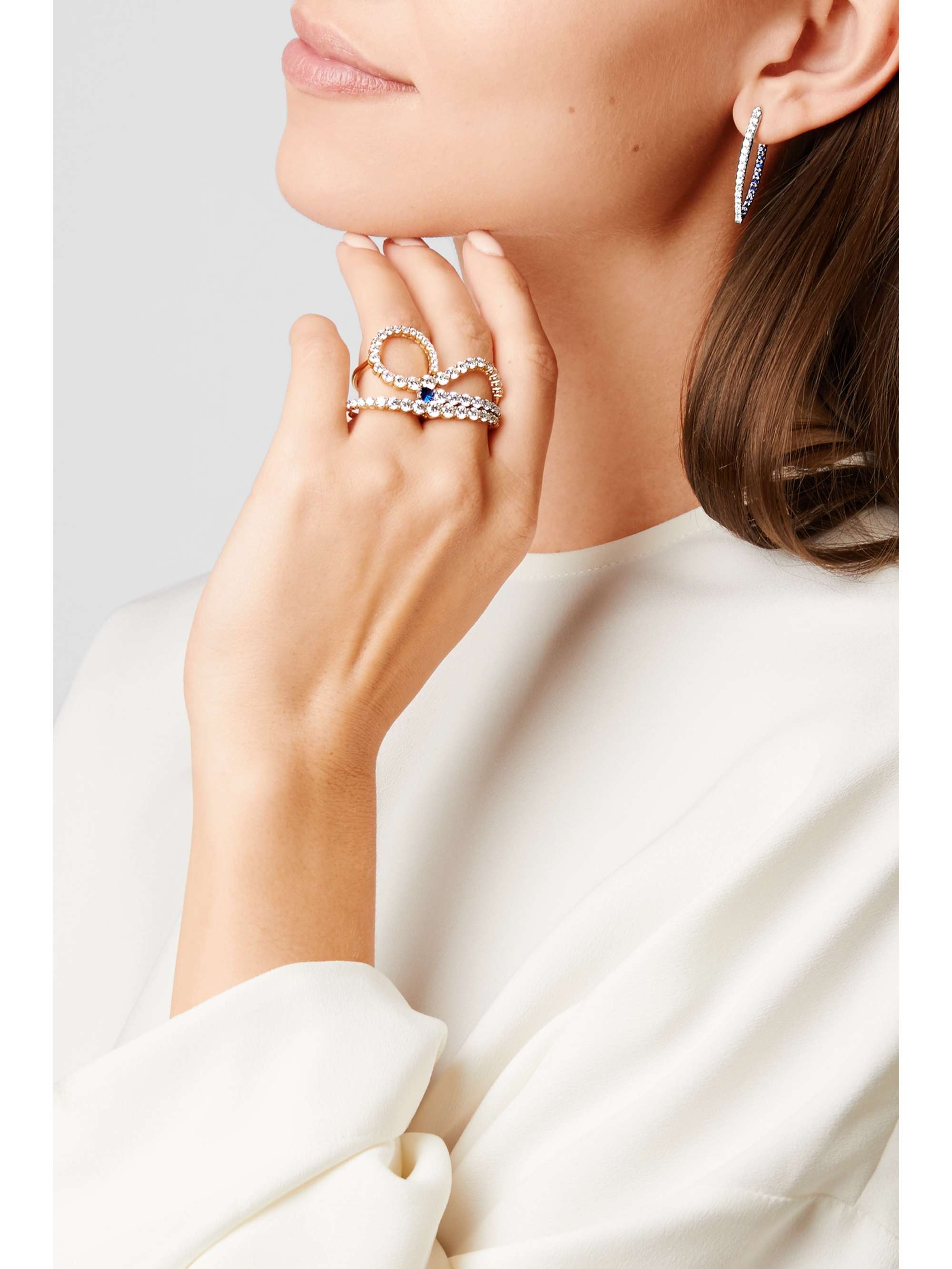 MELISSA KAYE Christina 18-karat white gold, diamond and sapphire earring