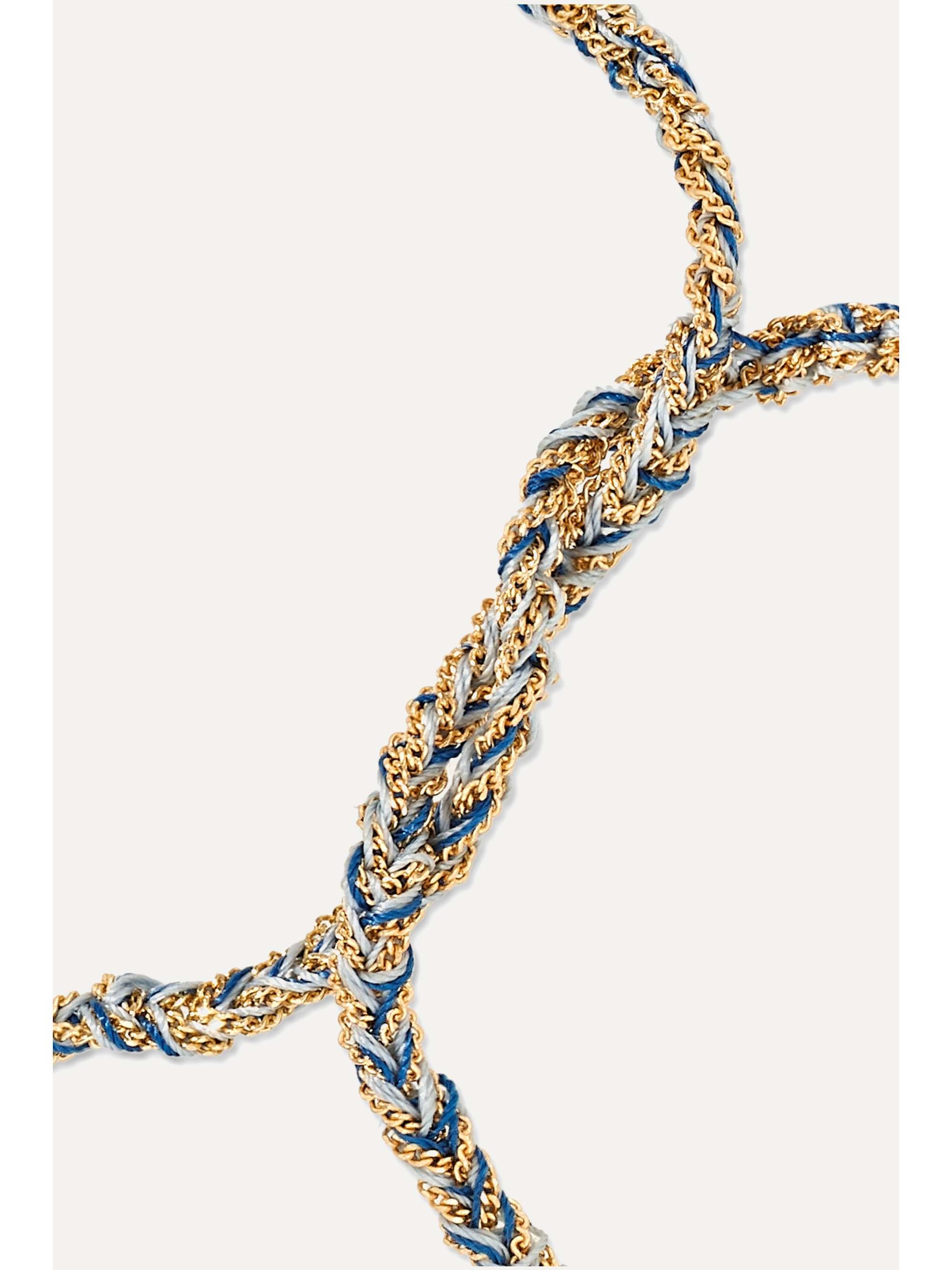 CAROLINA BUCCI Lucky set of three 18-karat white gold, silk and diamond bracelets