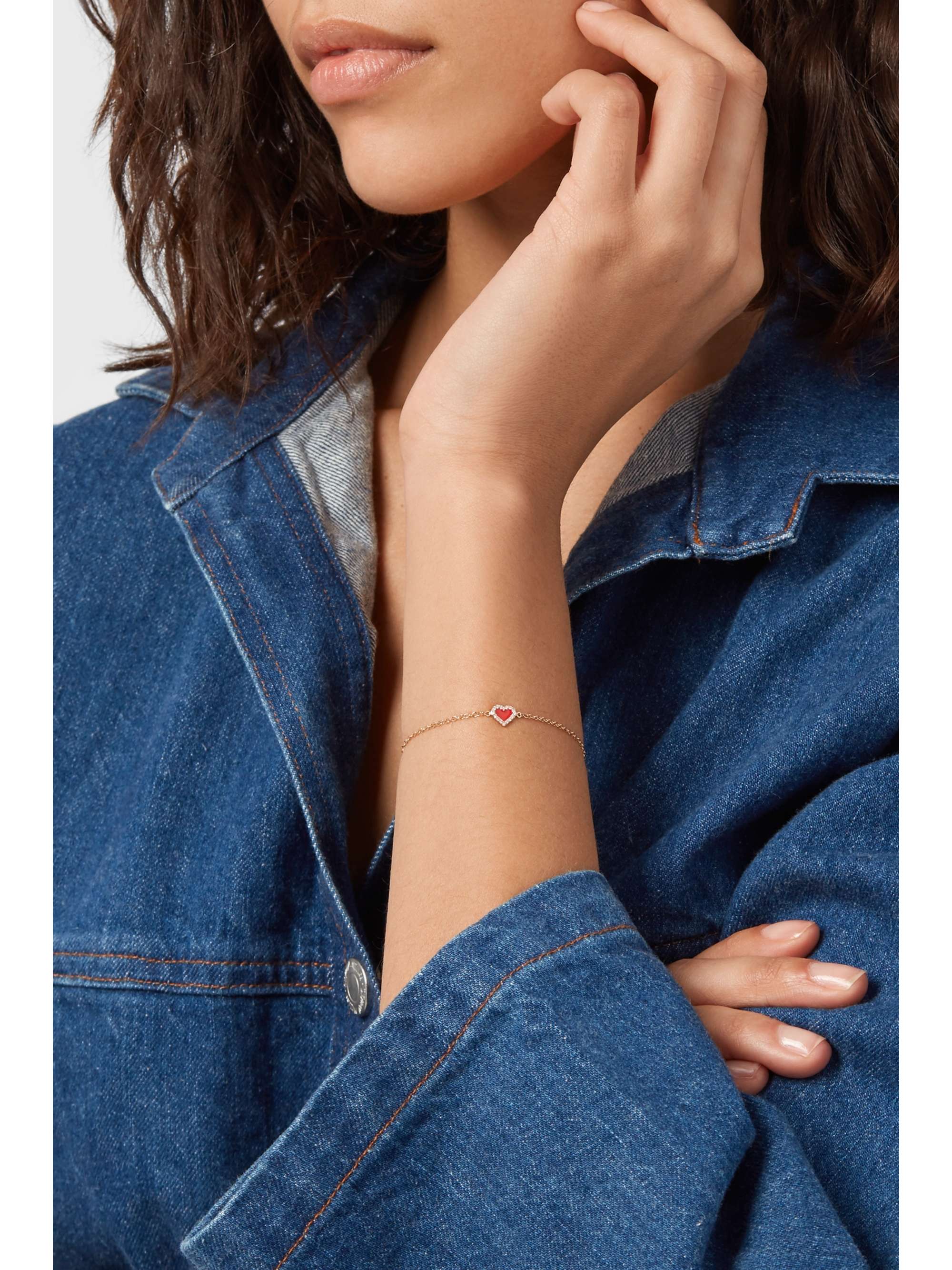 ALISON LOU 14-karat gold, diamond and enamel bracelet