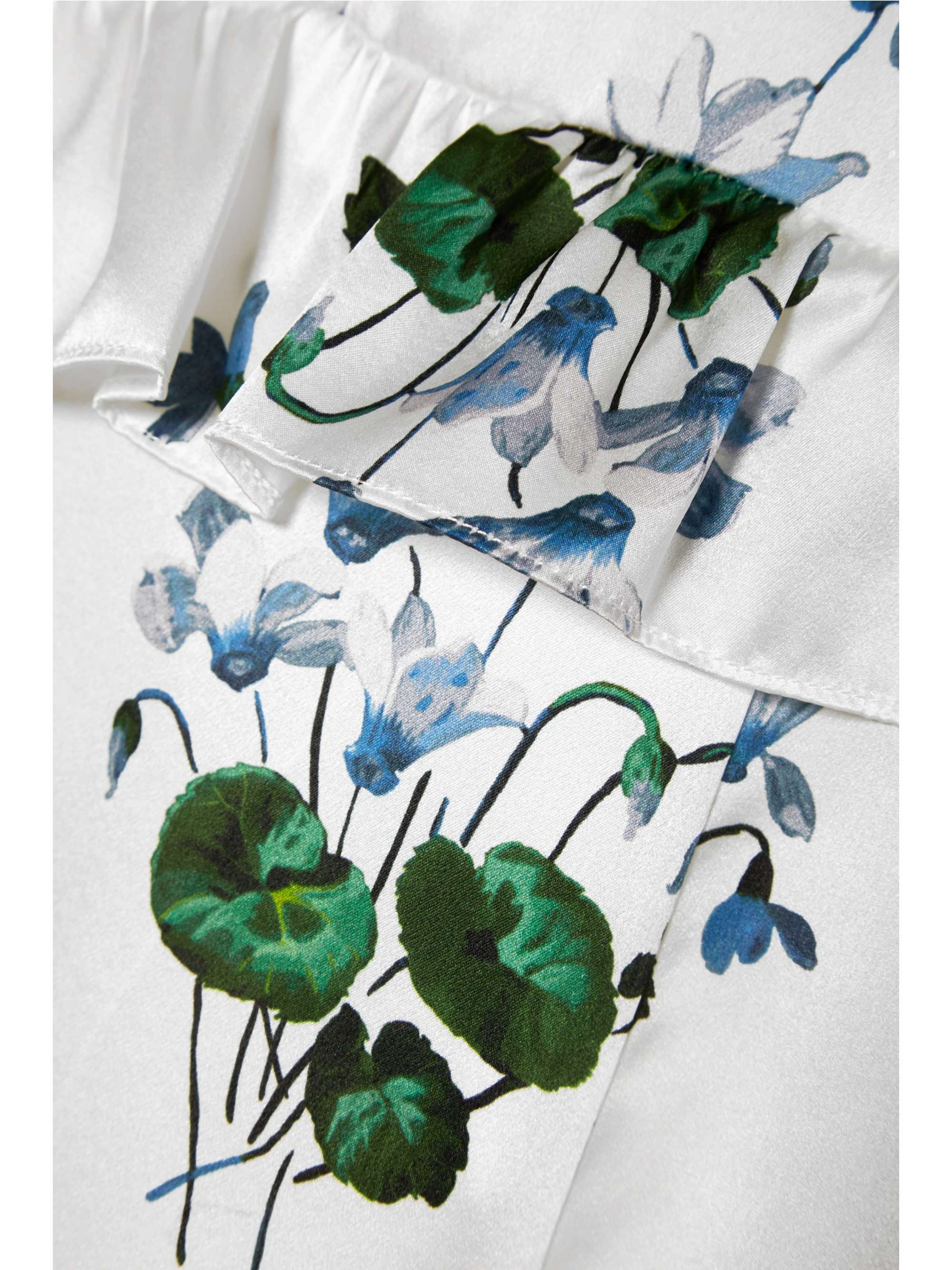 LES RÊVERIES Tie-front ruffled floral-print silk-satin mini dress