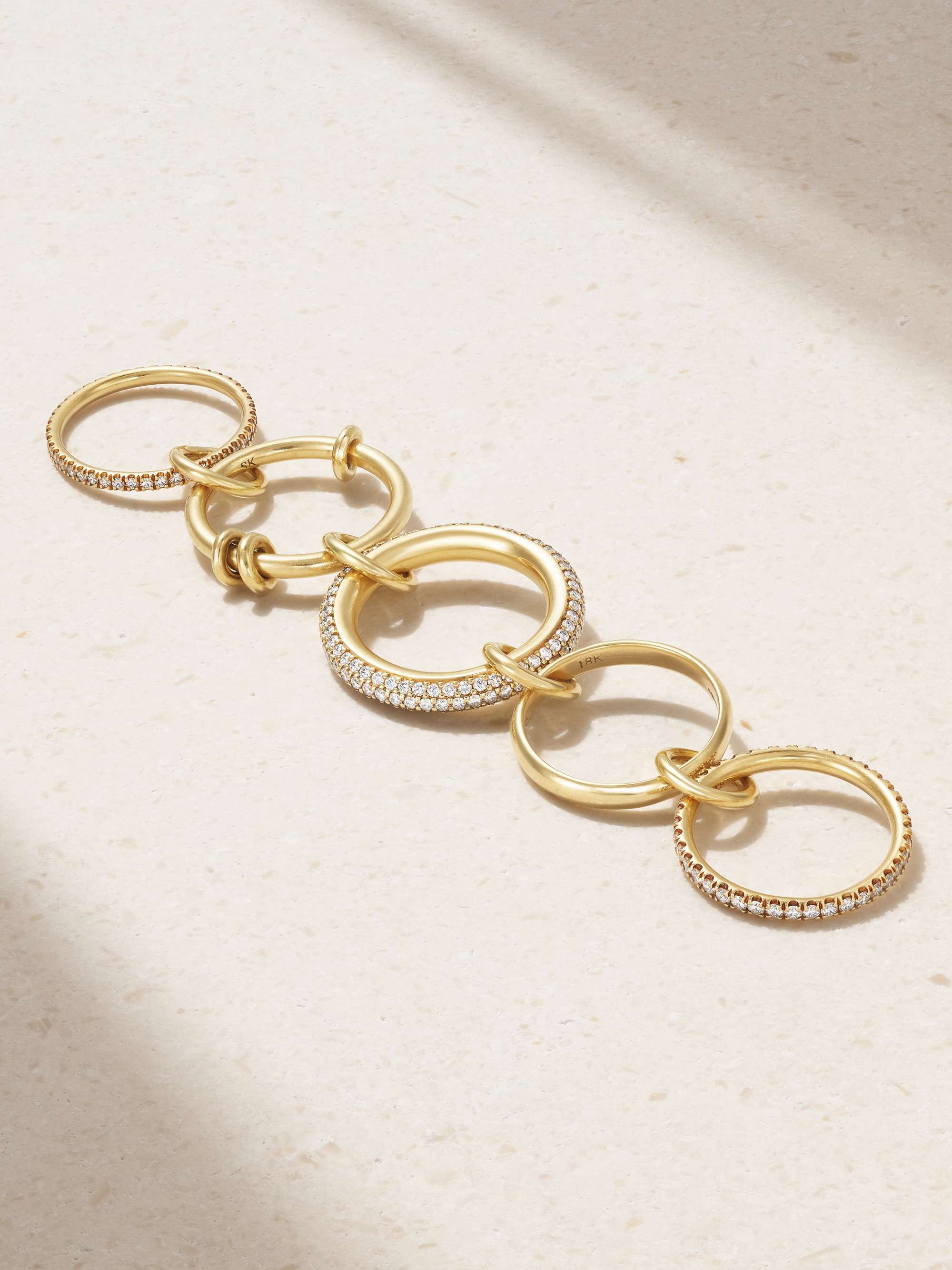 SPINELLI KILCOLLIN Aquarius set of five 18-karat gold diamond rings