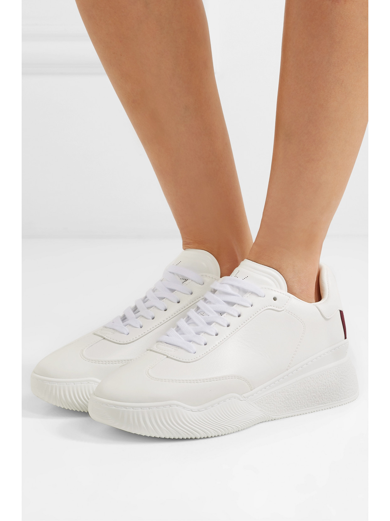 Shop Stella Mccartney Loop Logo-embossed Vegetarian Leather Sneakers In White