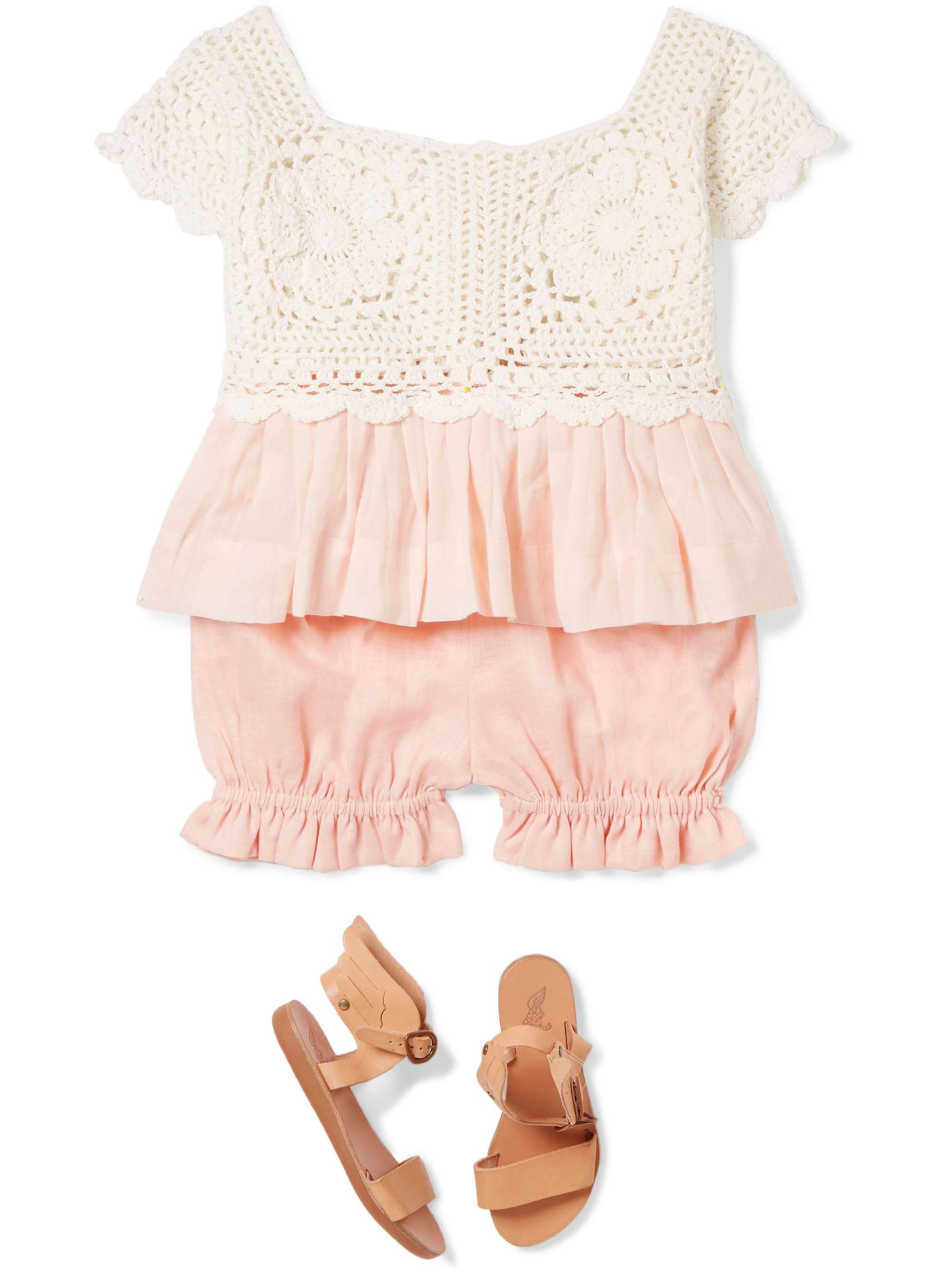 INNIKA CHOO KIDS Crocheted cotton and ramie top