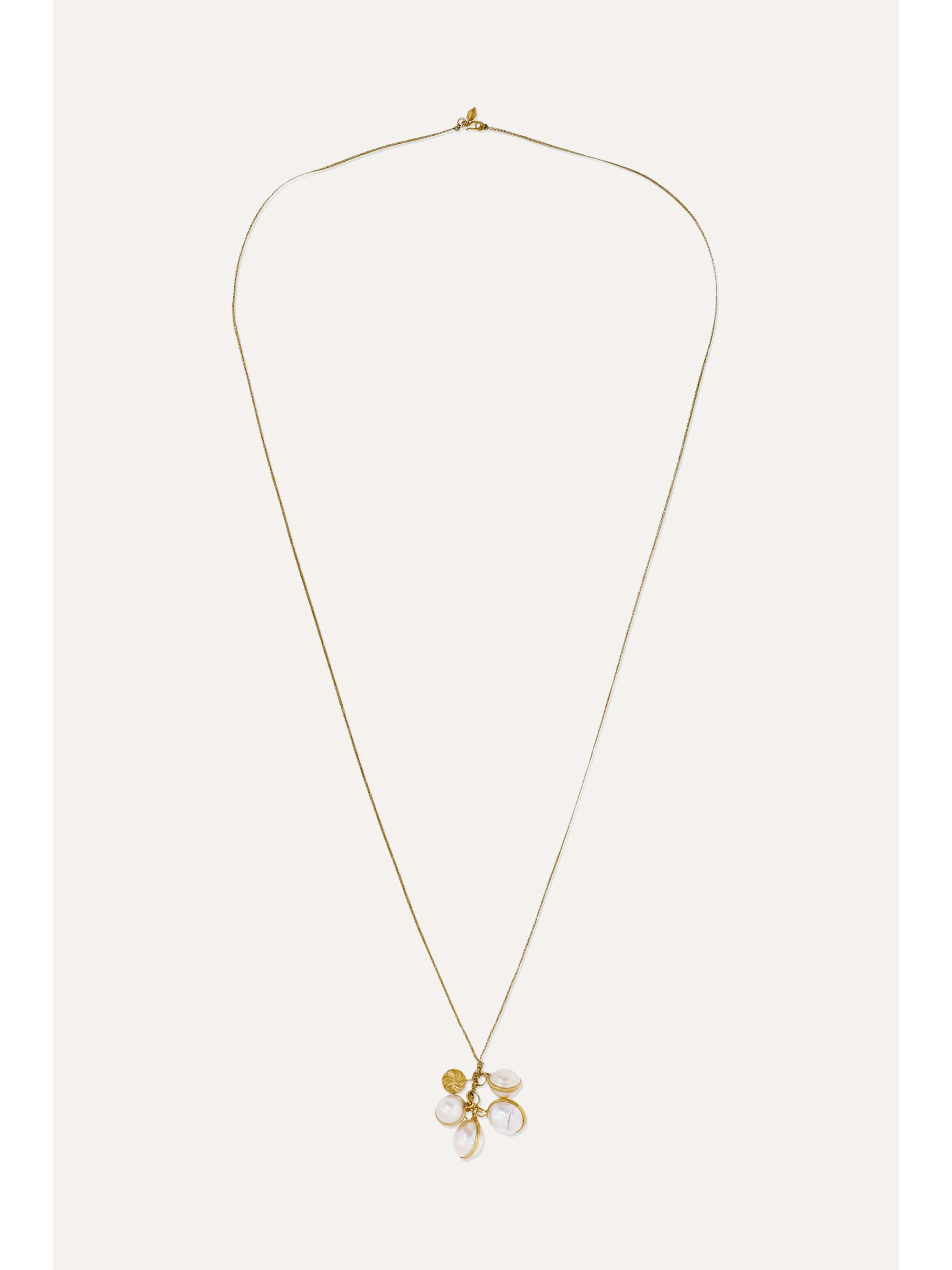 PIPPA SMALL 18-karat gold, cord and pearl necklace