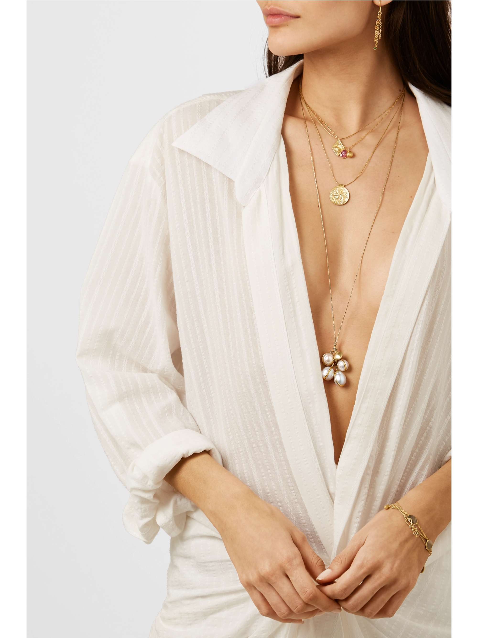 PIPPA SMALL 18-karat gold, cord and pearl necklace