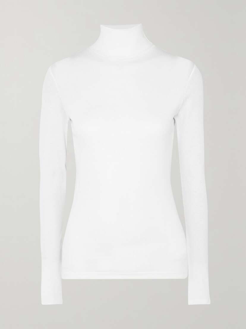 NINETY PERCENT Kaye Ribbed Organic Cotton-jersey Turtleneck Top
