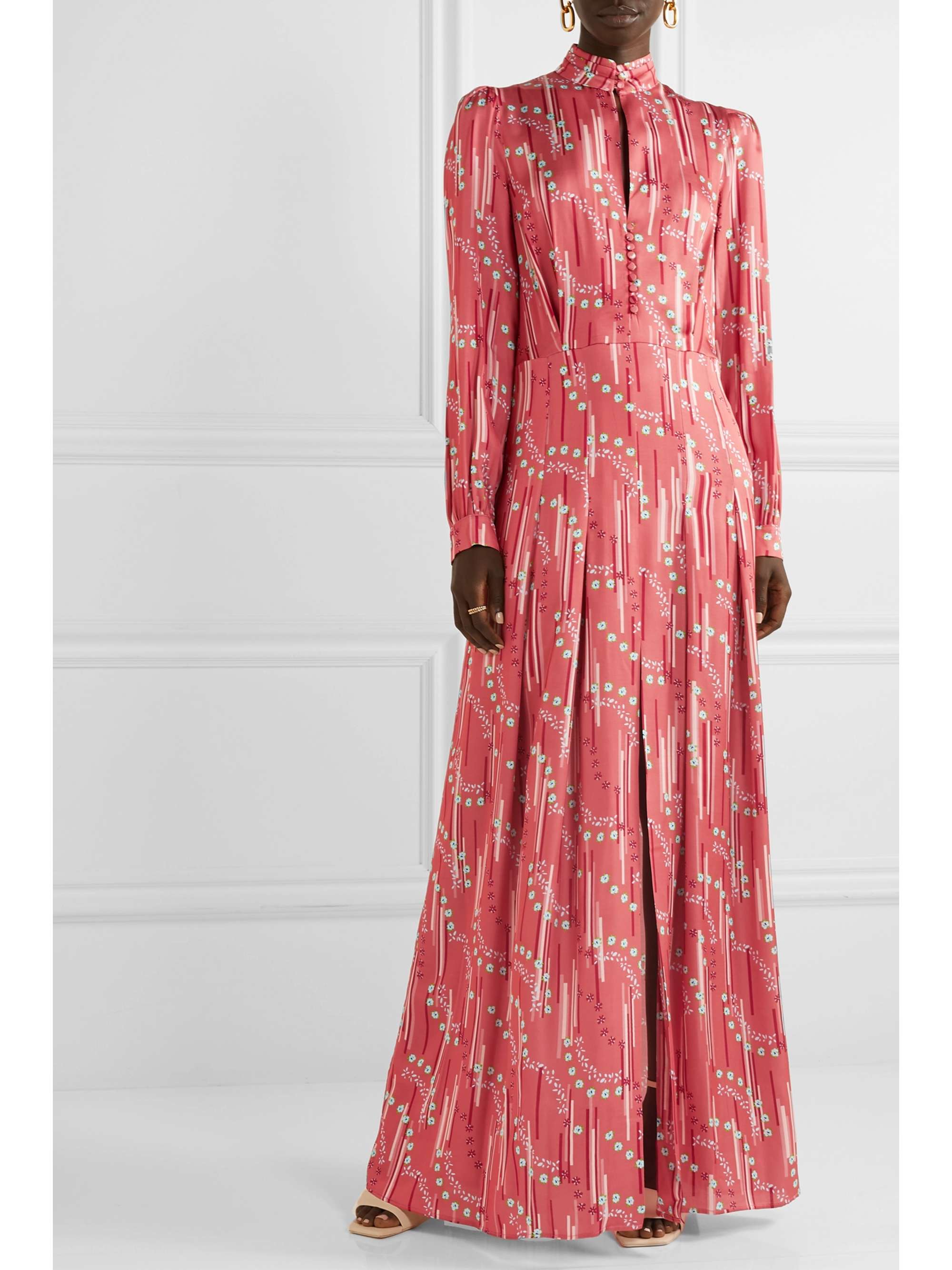 PAUL & JOE Floral-print satin maxi dress
