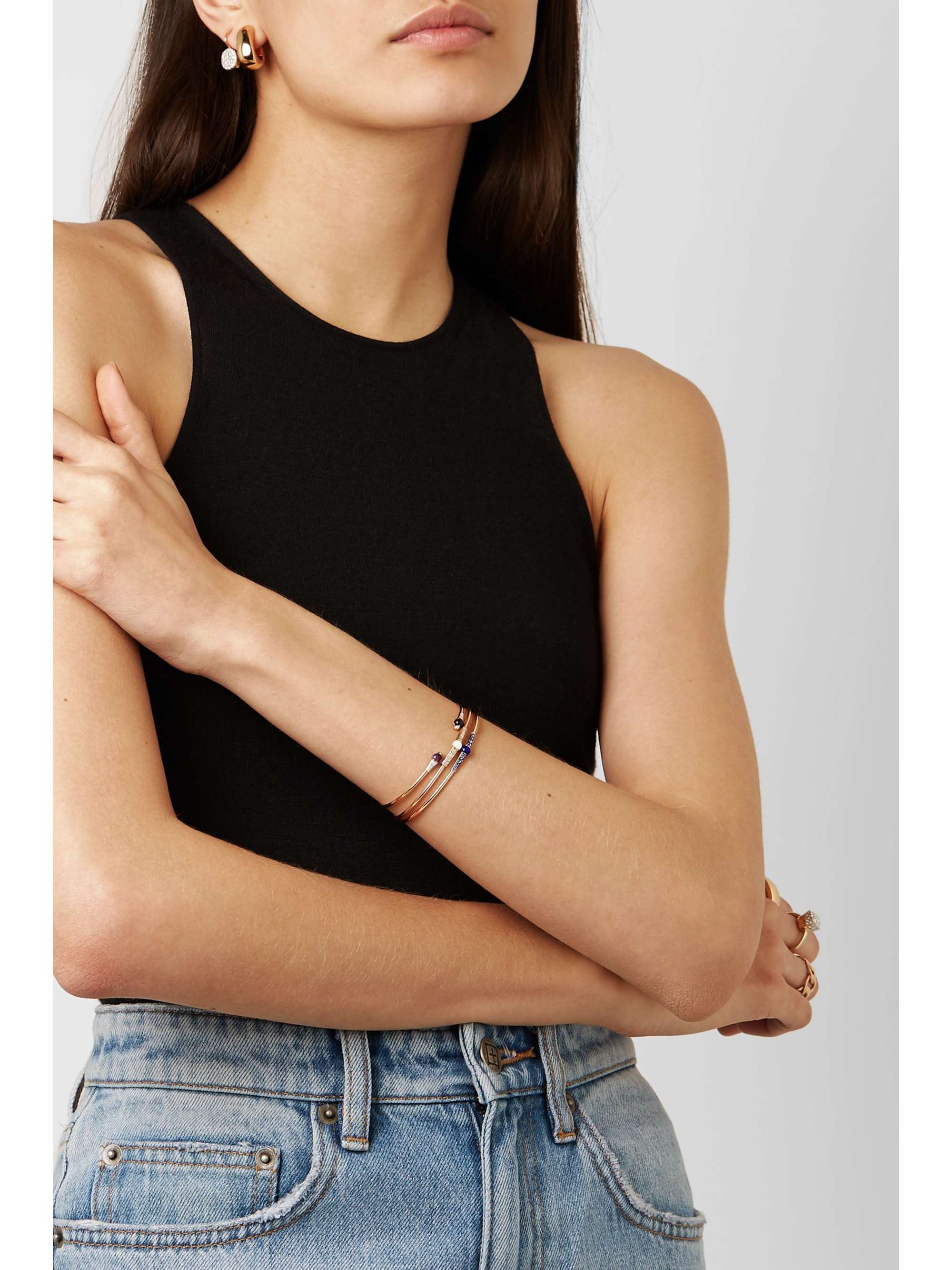 POMELLATO M'ama non M'ama 18-karat rose gold, lapis lazuli and sapphire bracelet