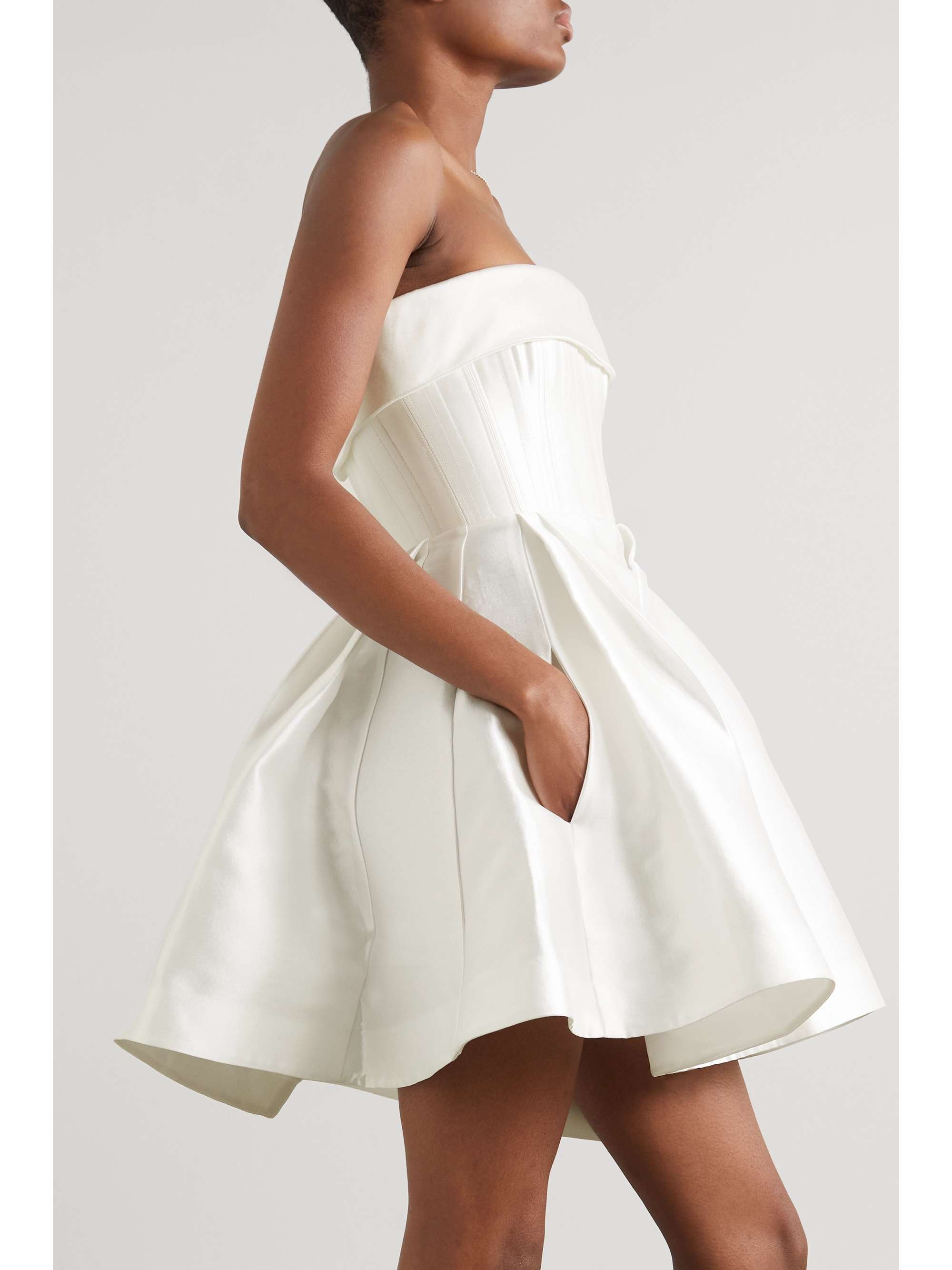 Elyse strapless silk-faille mini dress ...