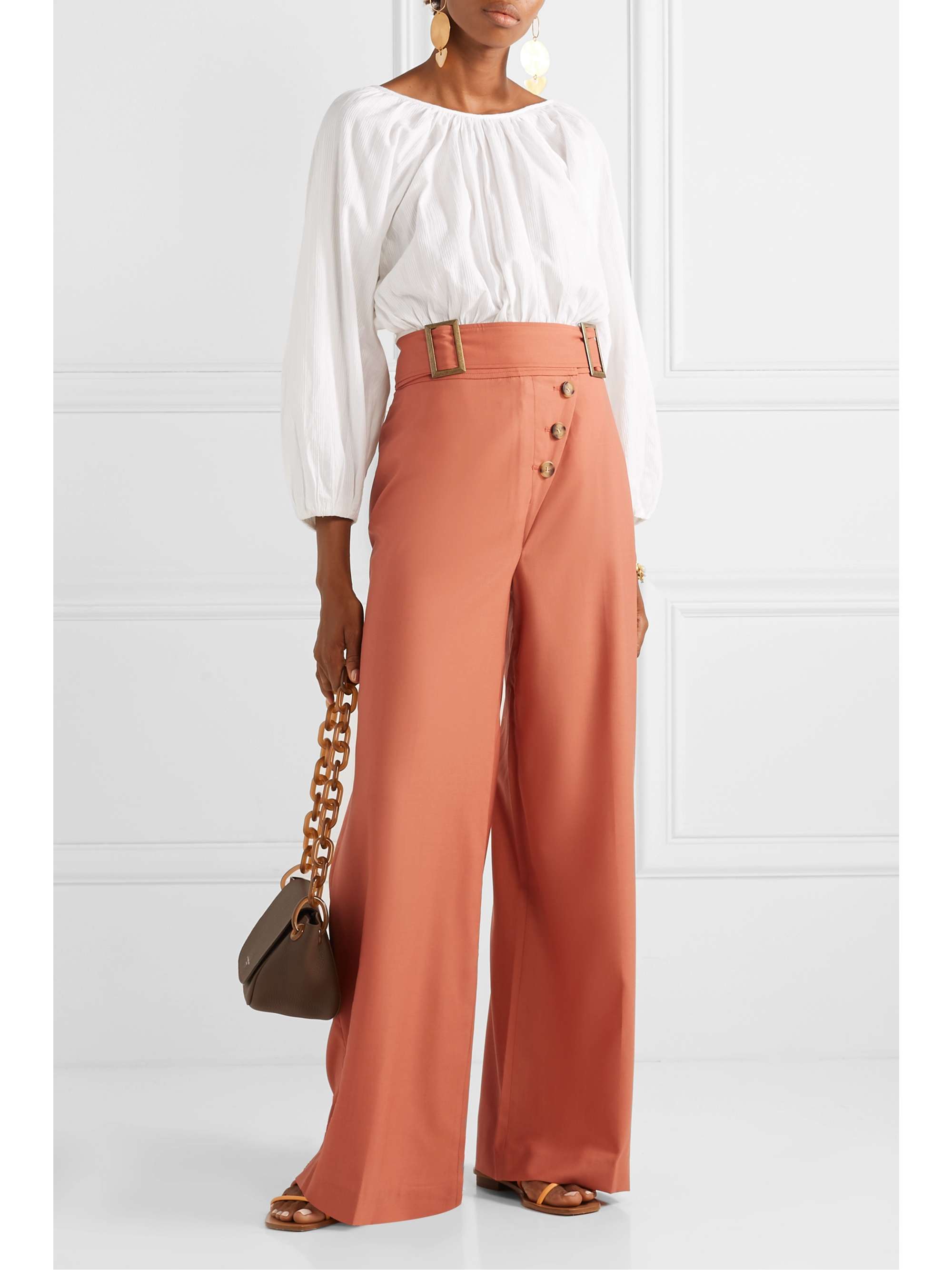 MARA HOFFMAN Maud striped organic cotton-jacquard blouse