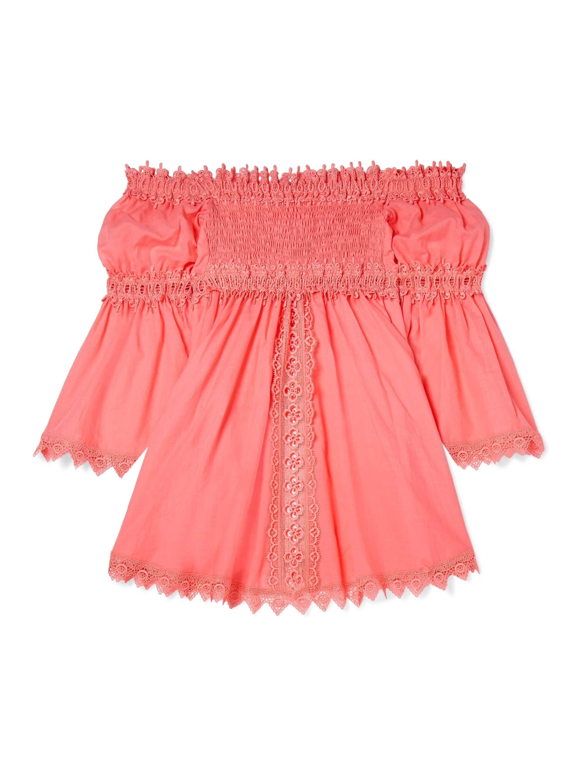 CHARO RUIZ KIDS Maya crocheted lace-paneled cotton-blend top