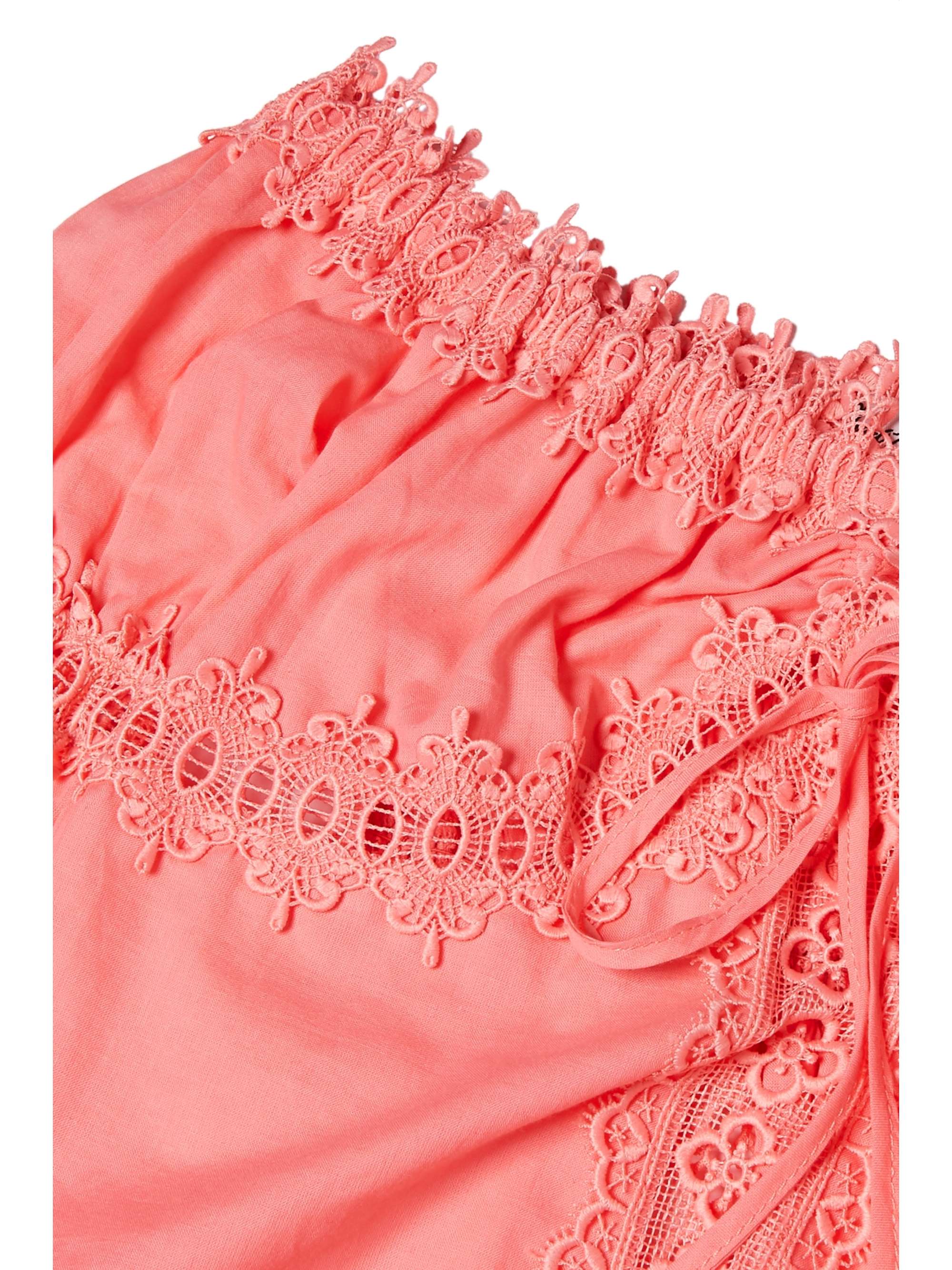 CHARO RUIZ KIDS Maya crocheted lace-paneled cotton-blend top
