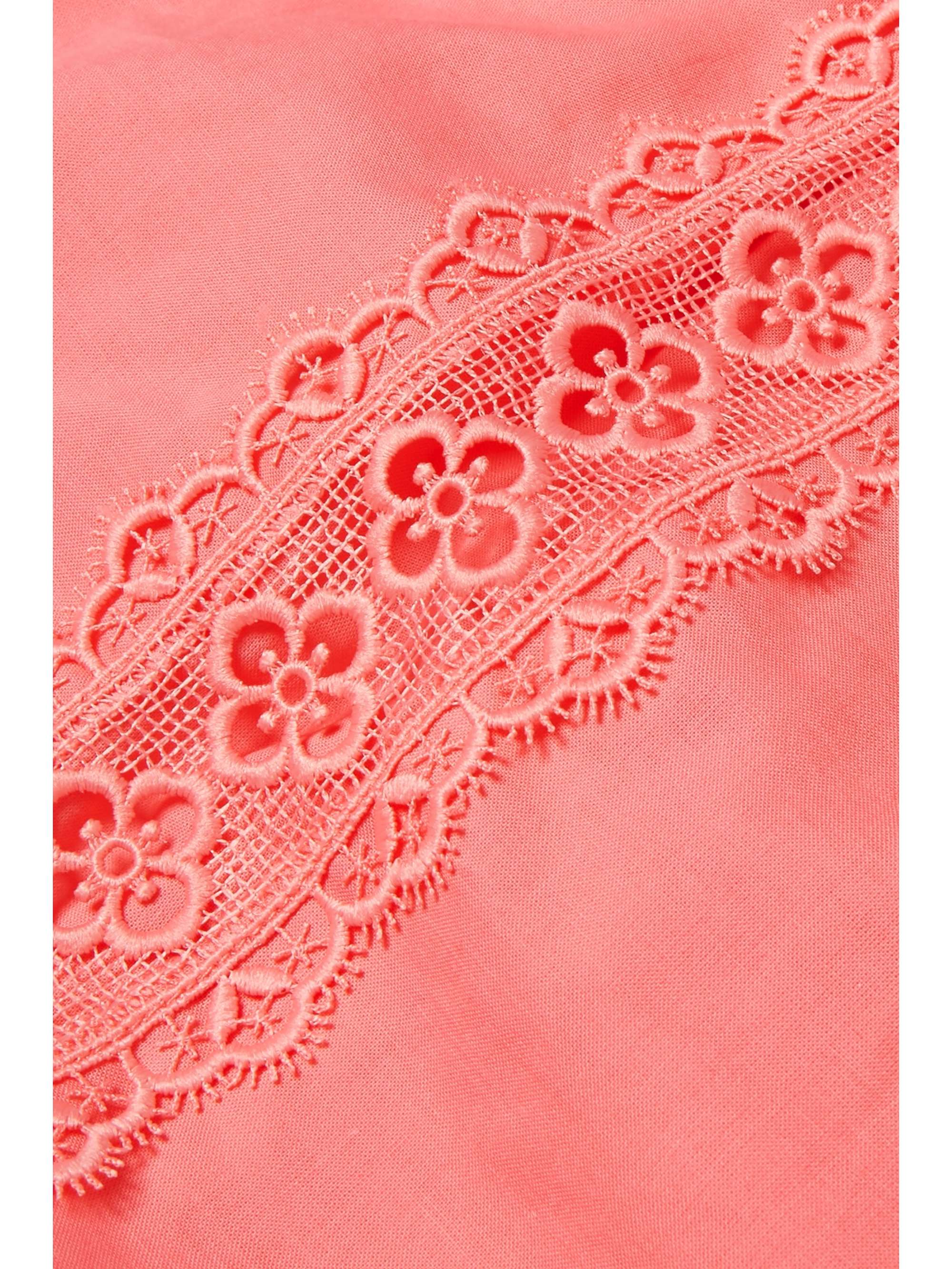 CHARO RUIZ KIDS Maya crocheted lace-paneled cotton-blend top