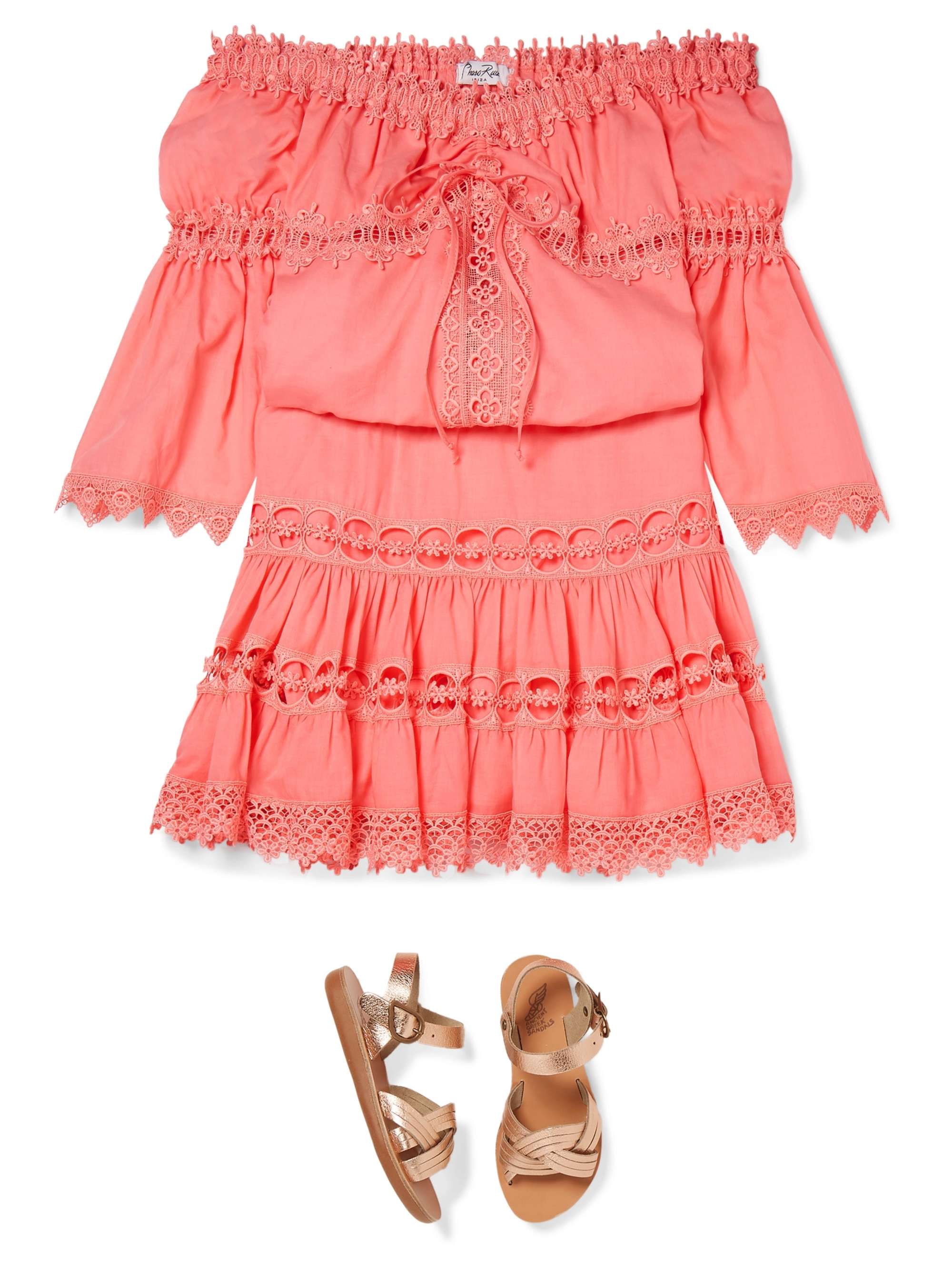 CHARO RUIZ KIDS Maya crocheted lace-paneled cotton-blend top