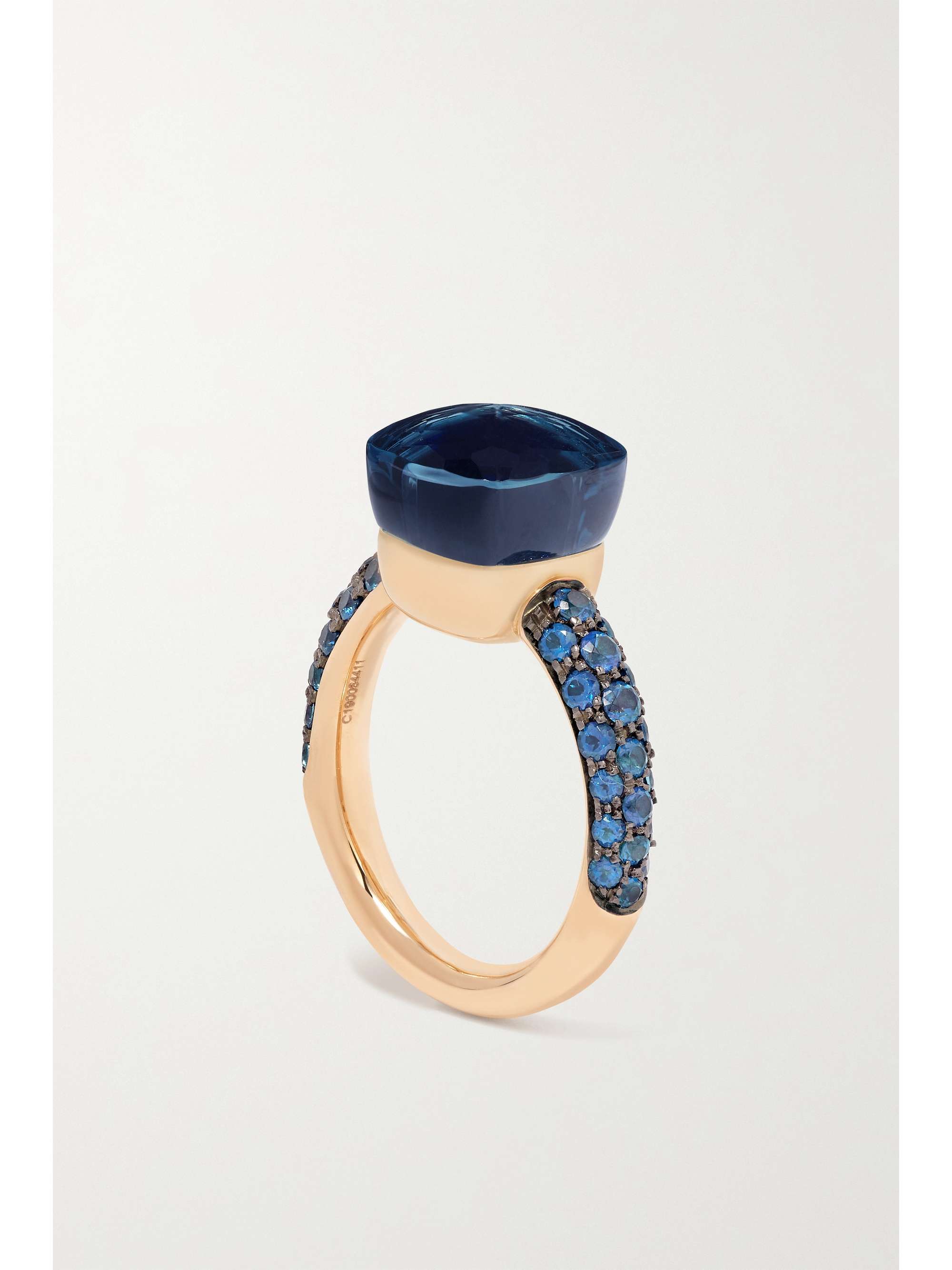 POMELLATO Nudo 18-karat rose and white-gold, lapis lazuli and topaz ring
