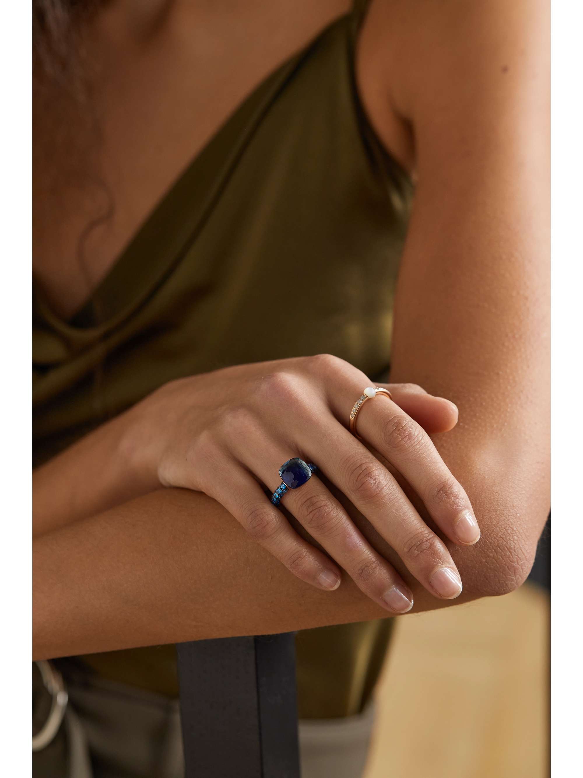 POMELLATO Nudo 18-karat rose and white-gold, lapis lazuli and topaz ring