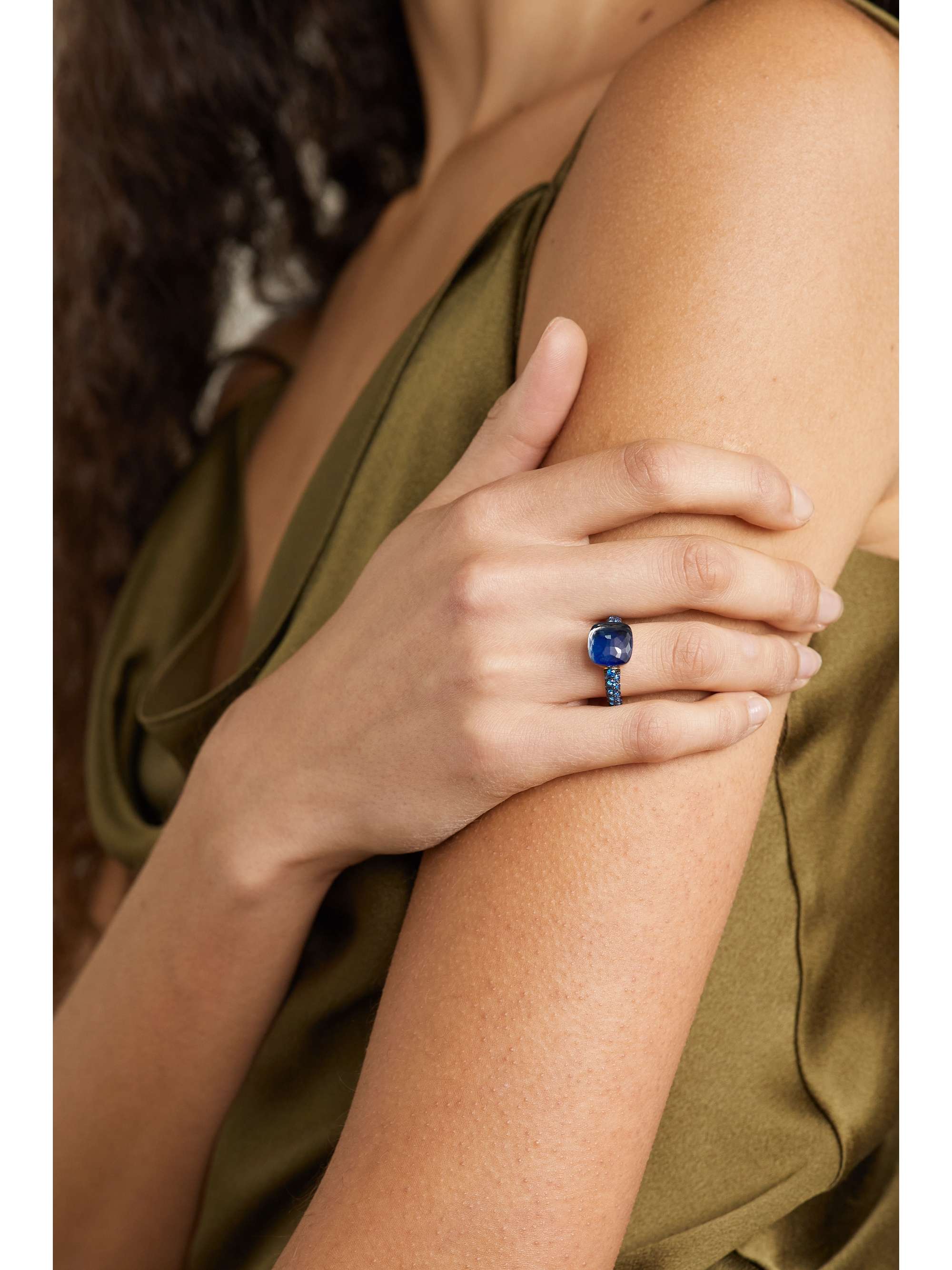 POMELLATO Nudo 18-karat rose and white-gold, lapis lazuli and topaz ring
