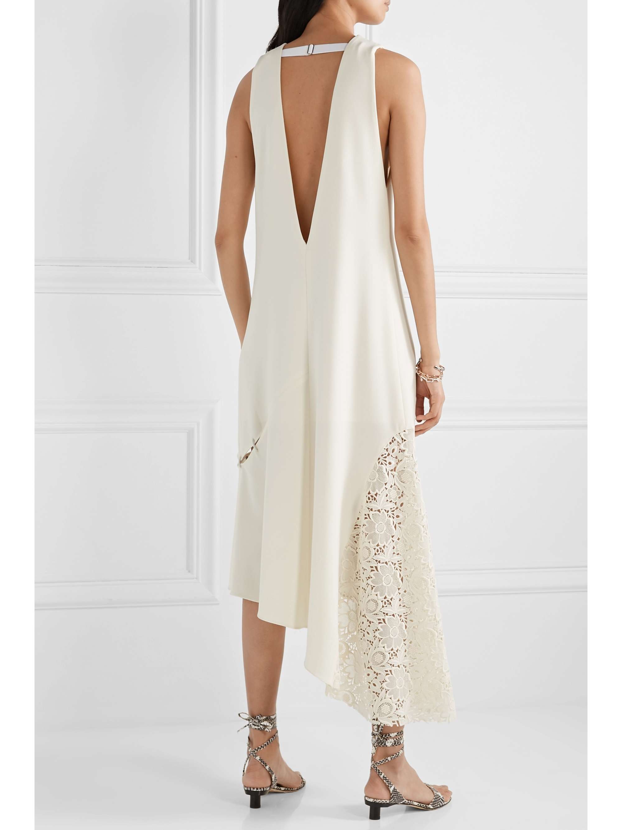 strapless open back dress CAMILLE LACE CROSS BACK MIDI DRESS main image 1
