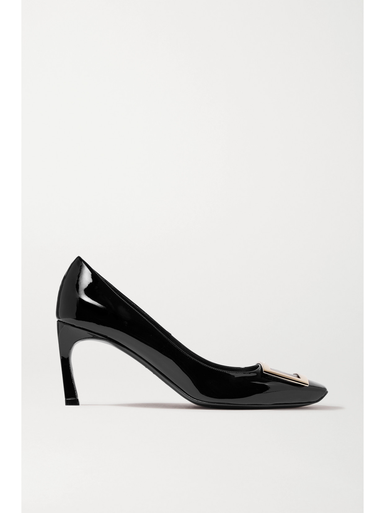 Roger Vivier Belle Vivier T.70 Black Calfskin Pumps With Metal Buckle In Black