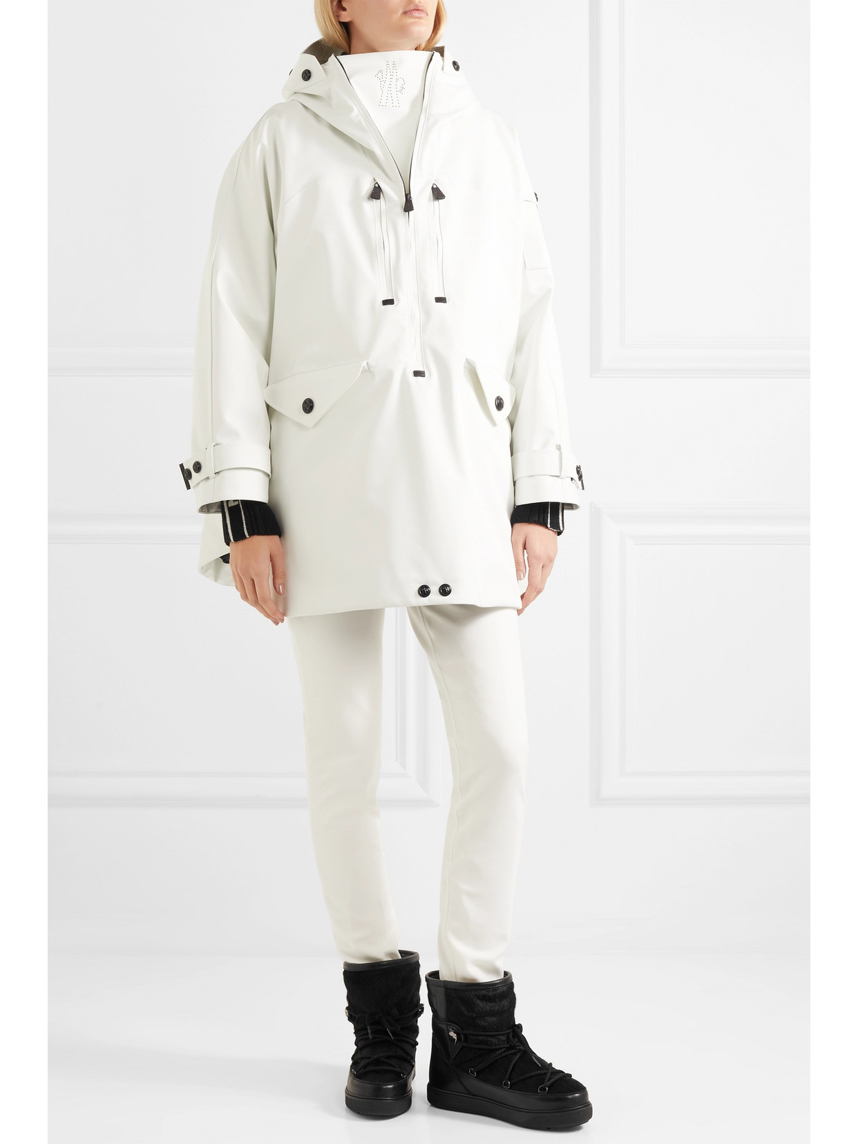 Moncler Belted Quilted Ski Suit In White