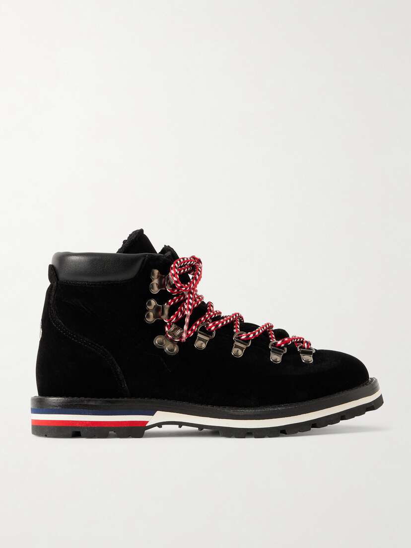 Moncler Blanche Shearling-lined Velvet Ankle Boots