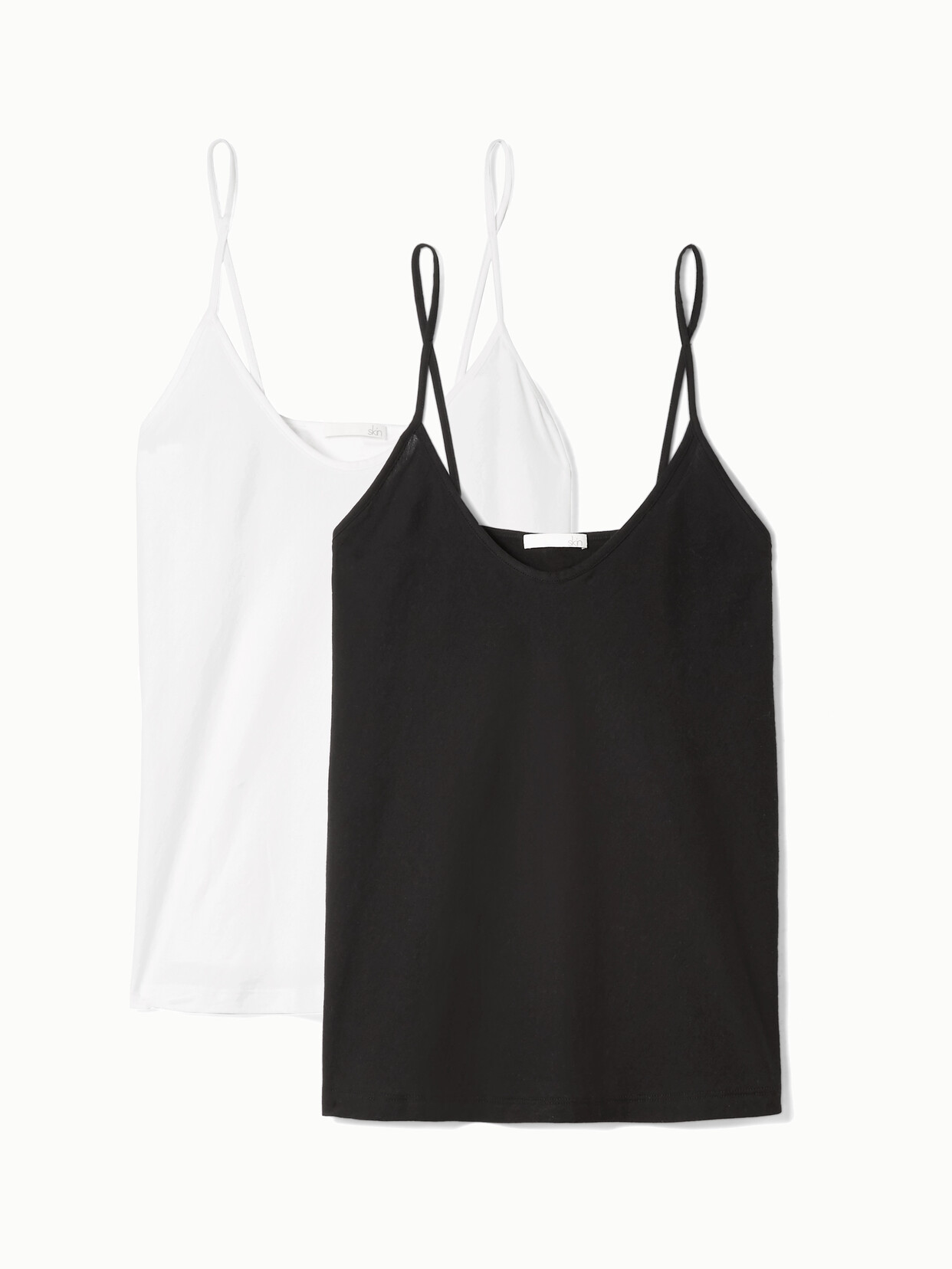 Skin + Net Sustain Essentials Set Of Two Organic Pima Cotton-jersey Camisoles In Black