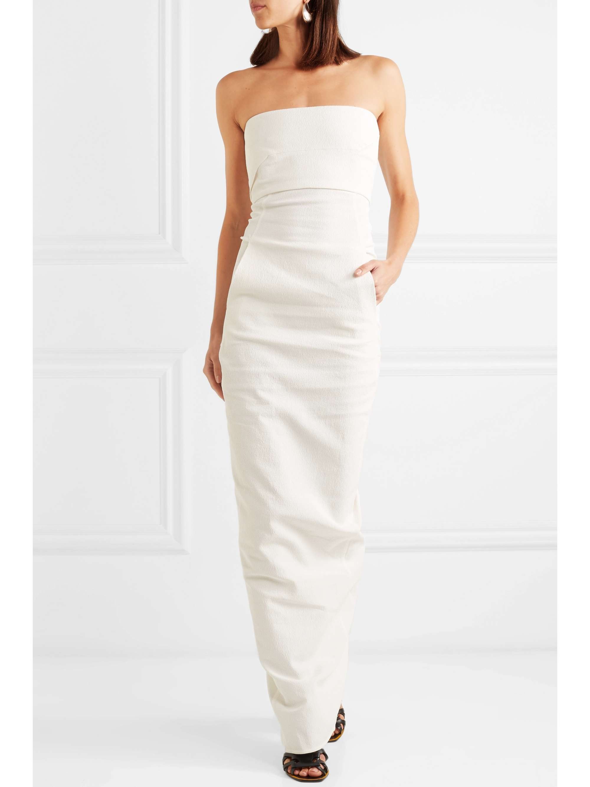 RICK OWENS Draped cotton-blend crepe gown