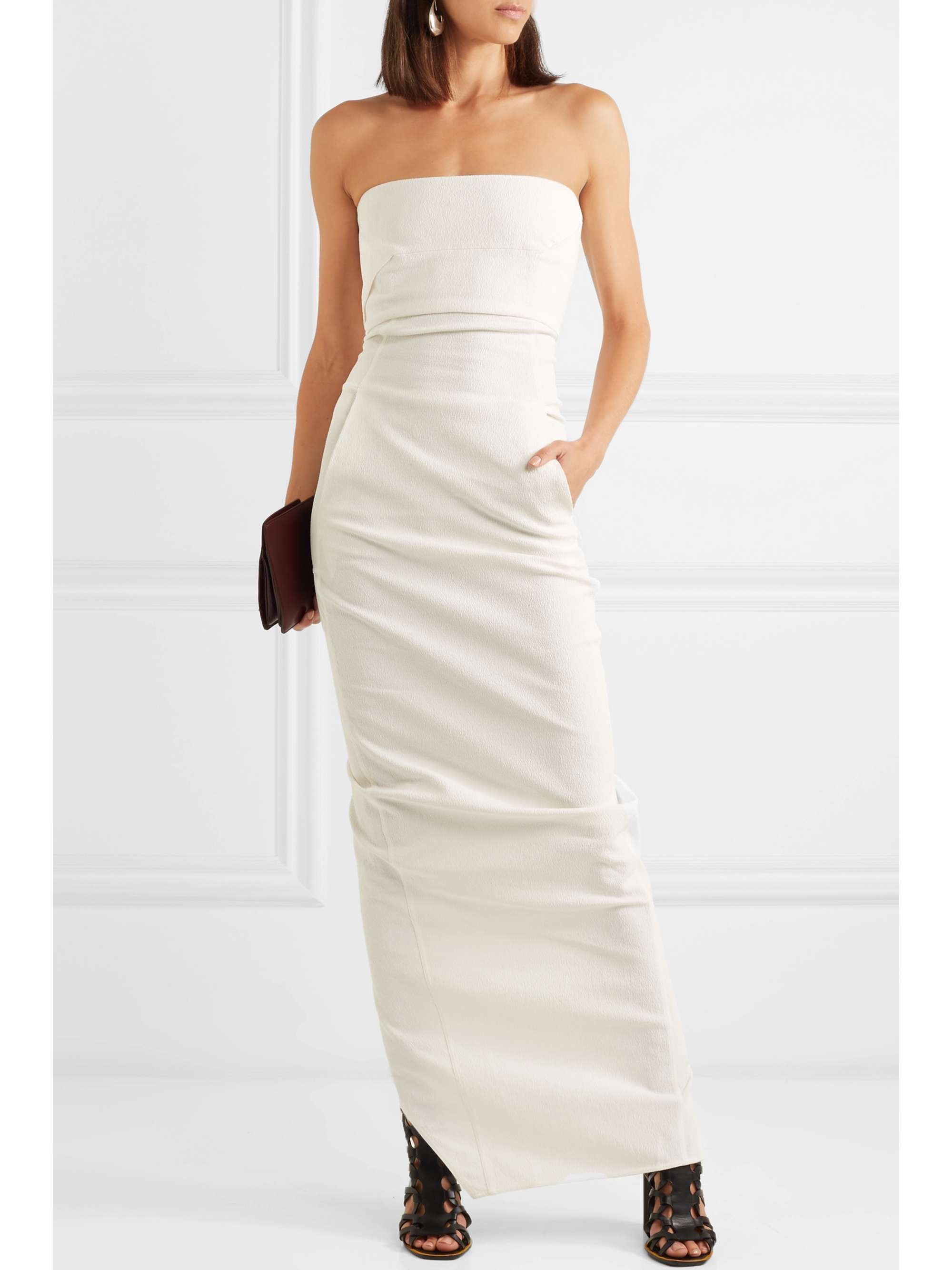 RICK OWENS Draped cotton-blend crepe gown