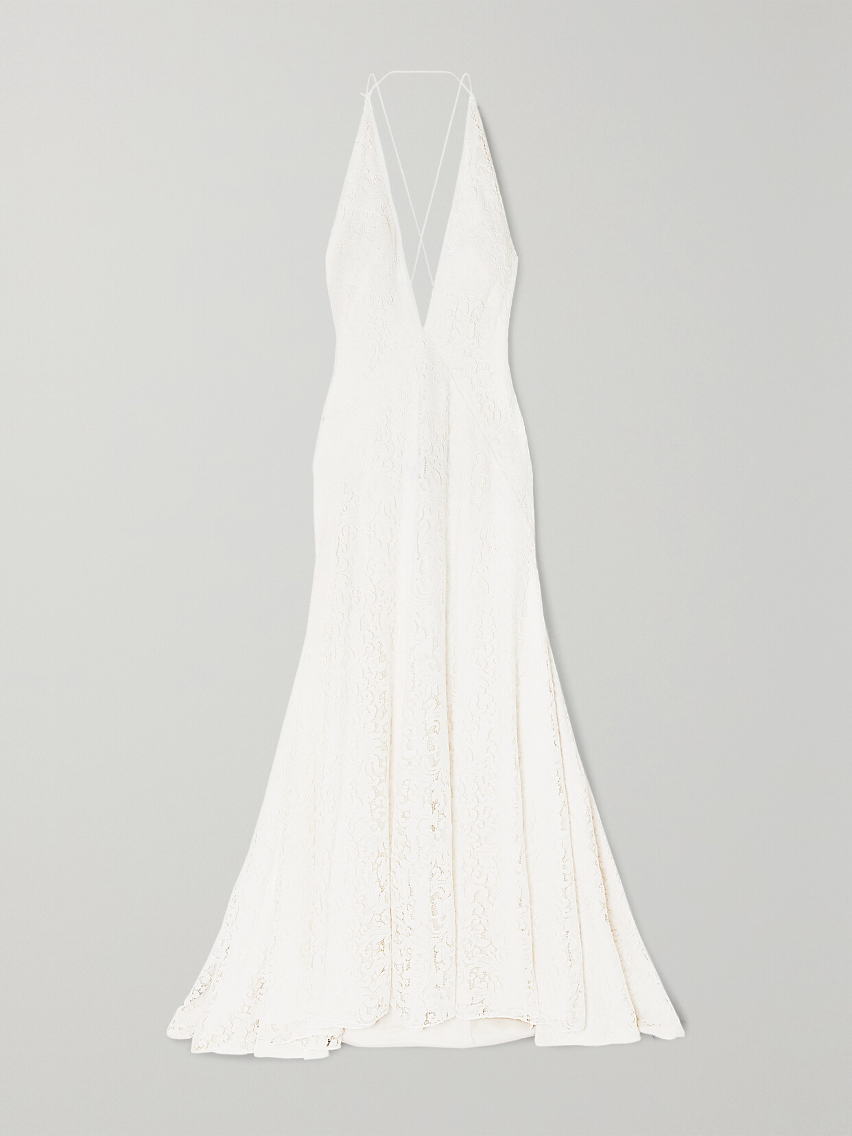 Michael Lo Sordo Alexandra Silk Guipure Lace Gown In Ivory