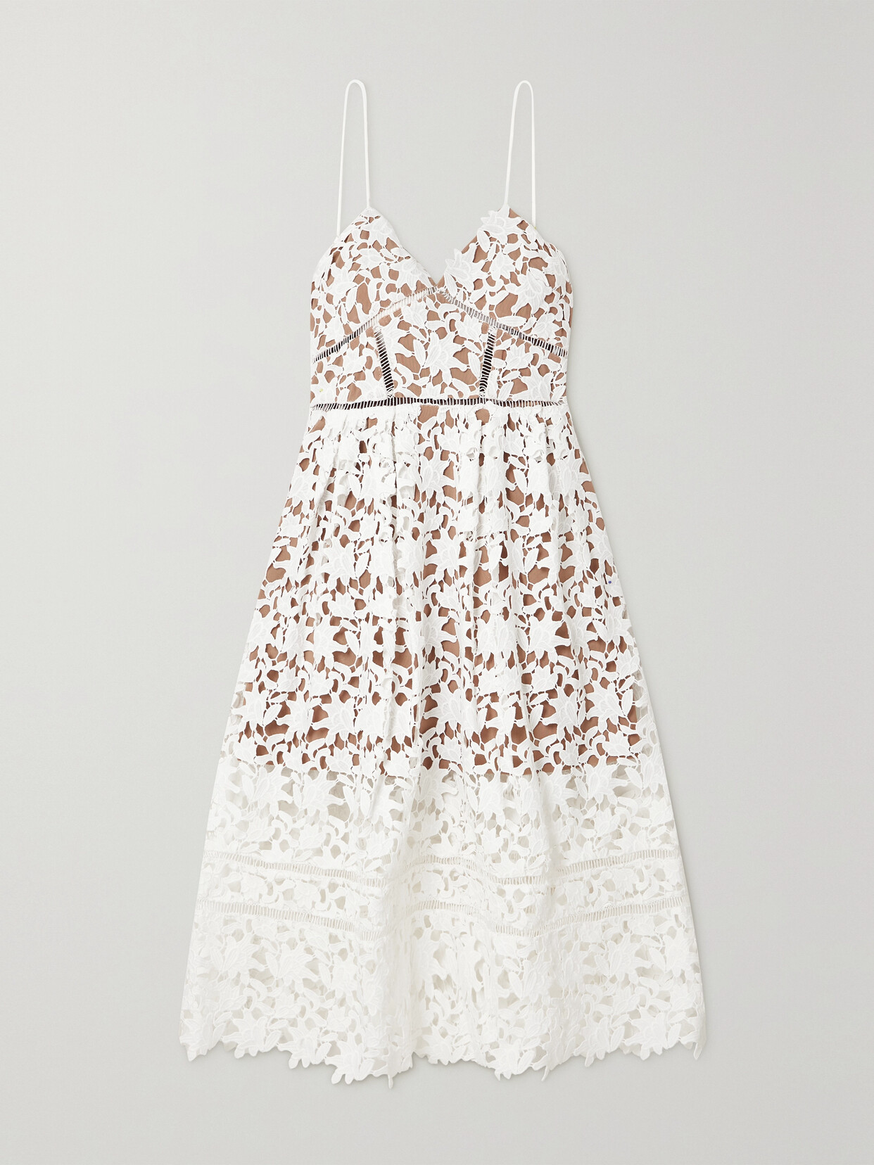 Self-portrait Azaelea Lace Midi Dress In White Polyester In Ivory