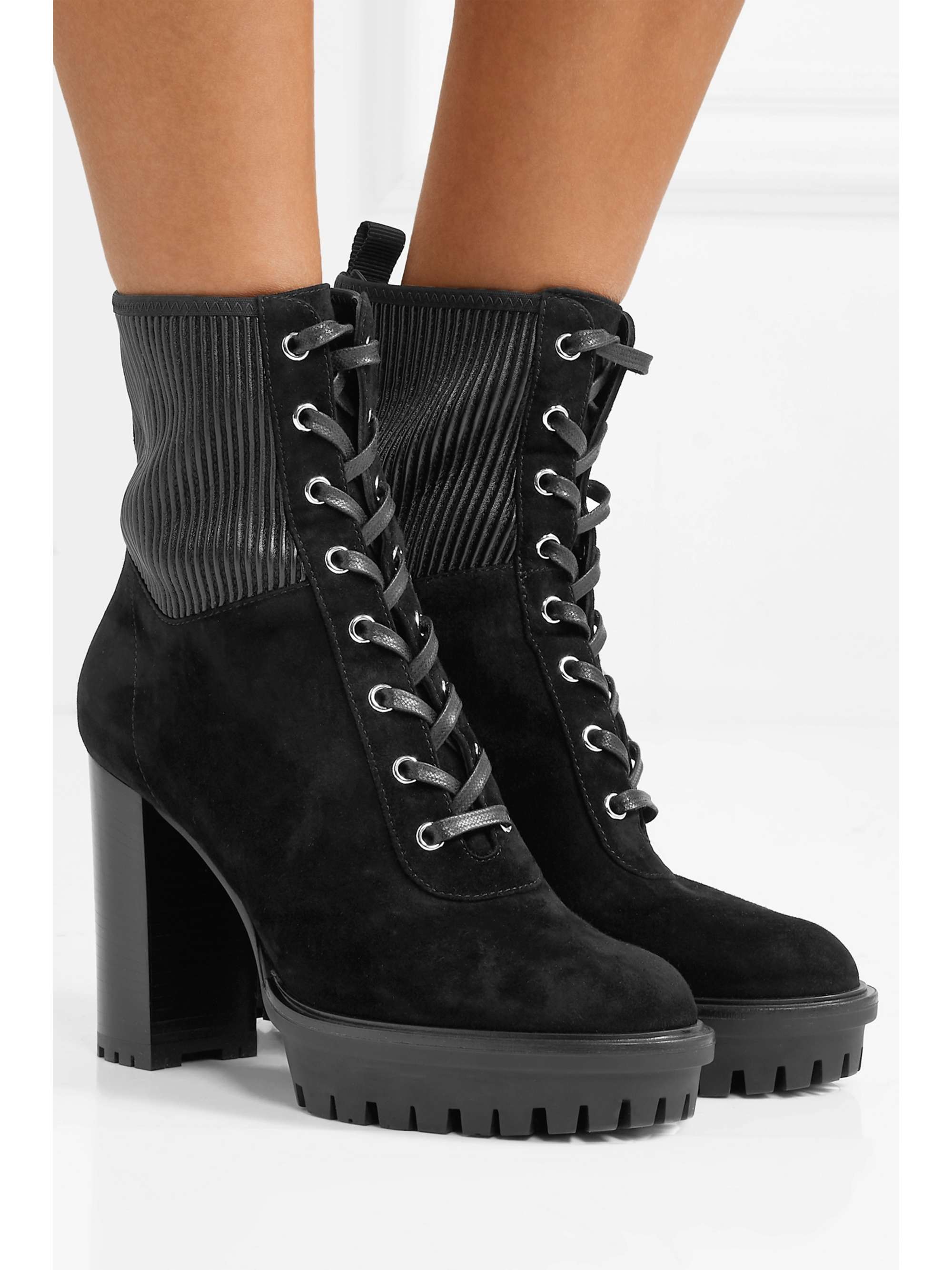 suede lace up boots black