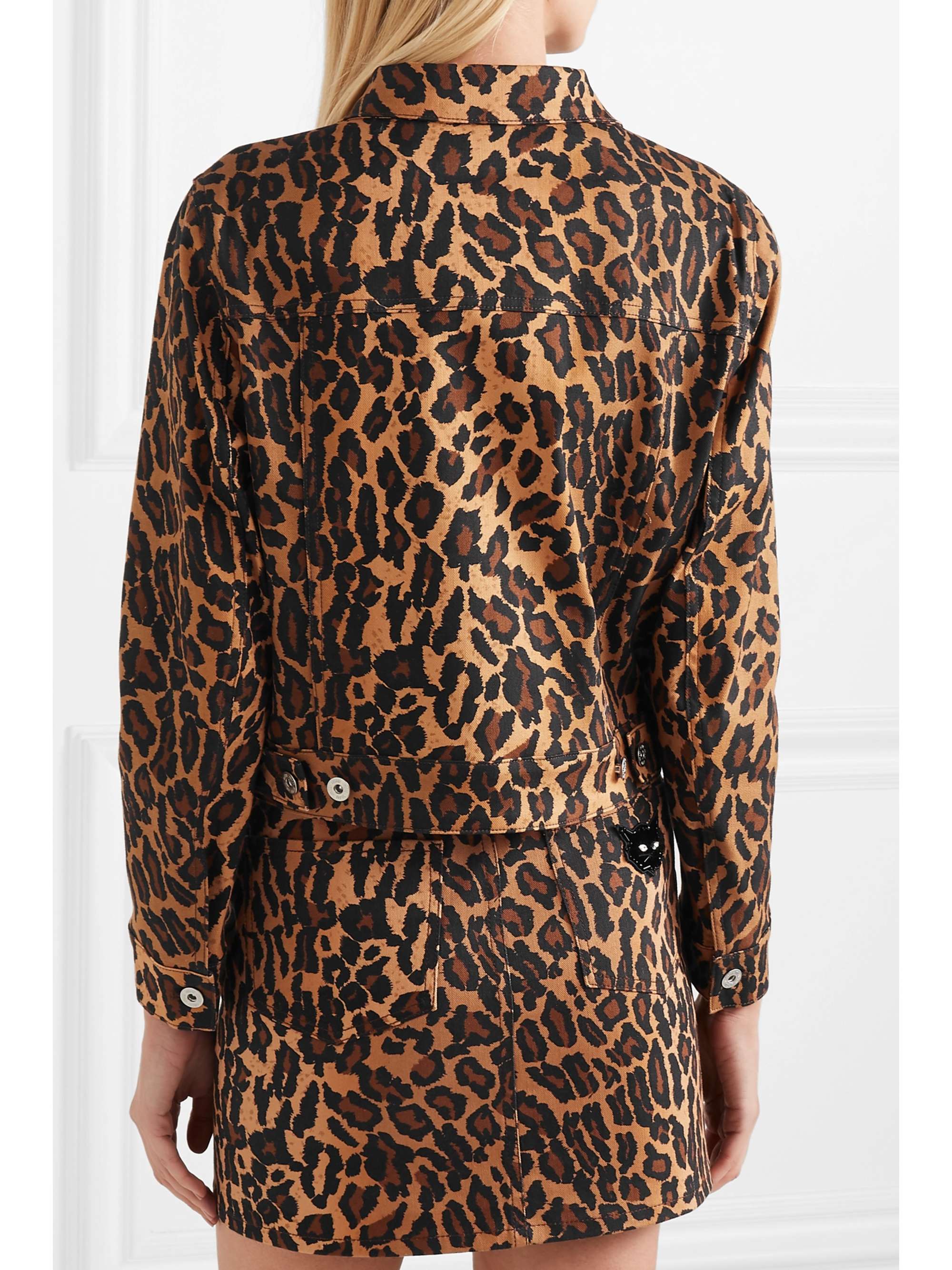 cropped leopard denim jacket