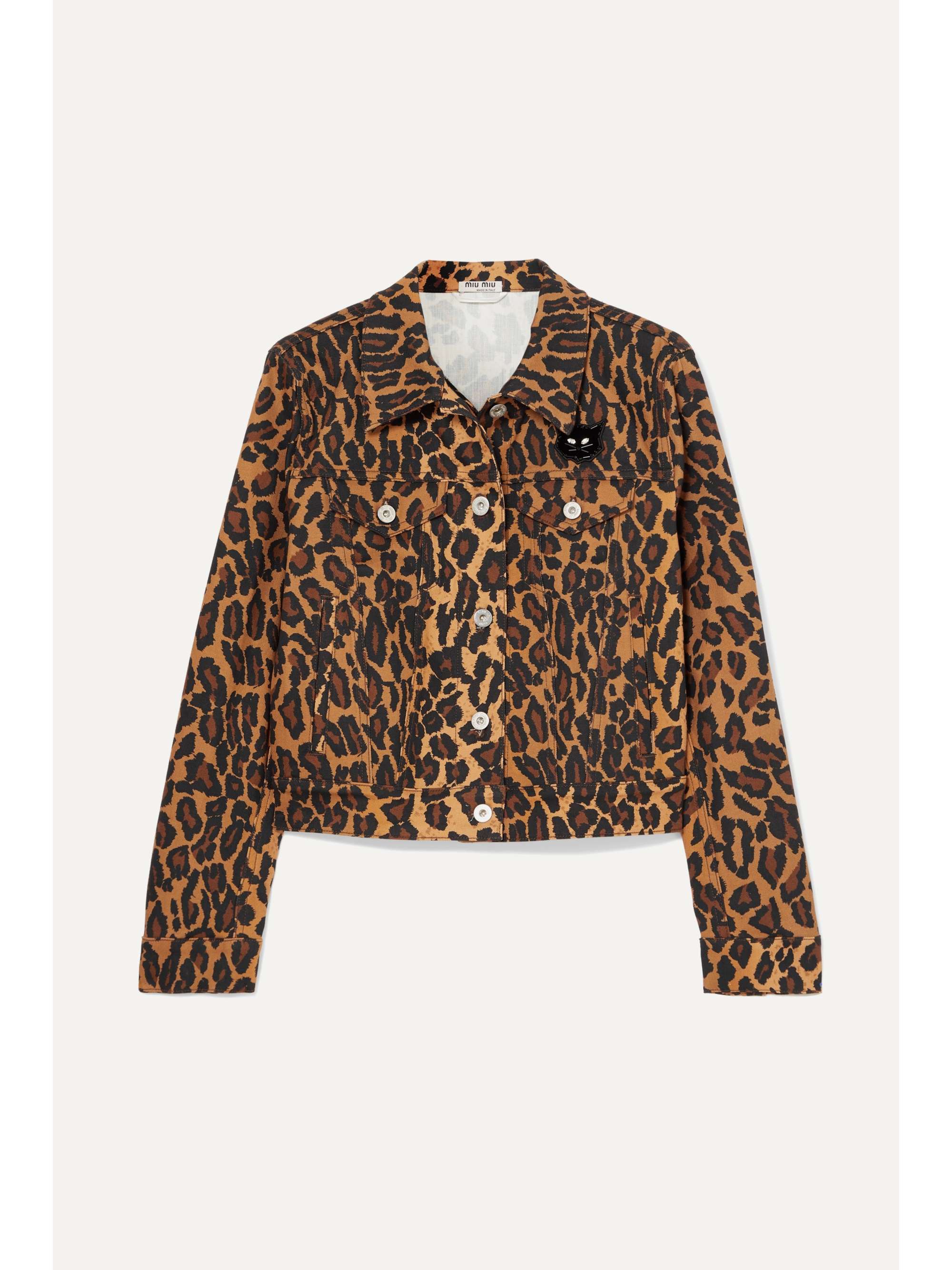 cropped leopard denim jacket